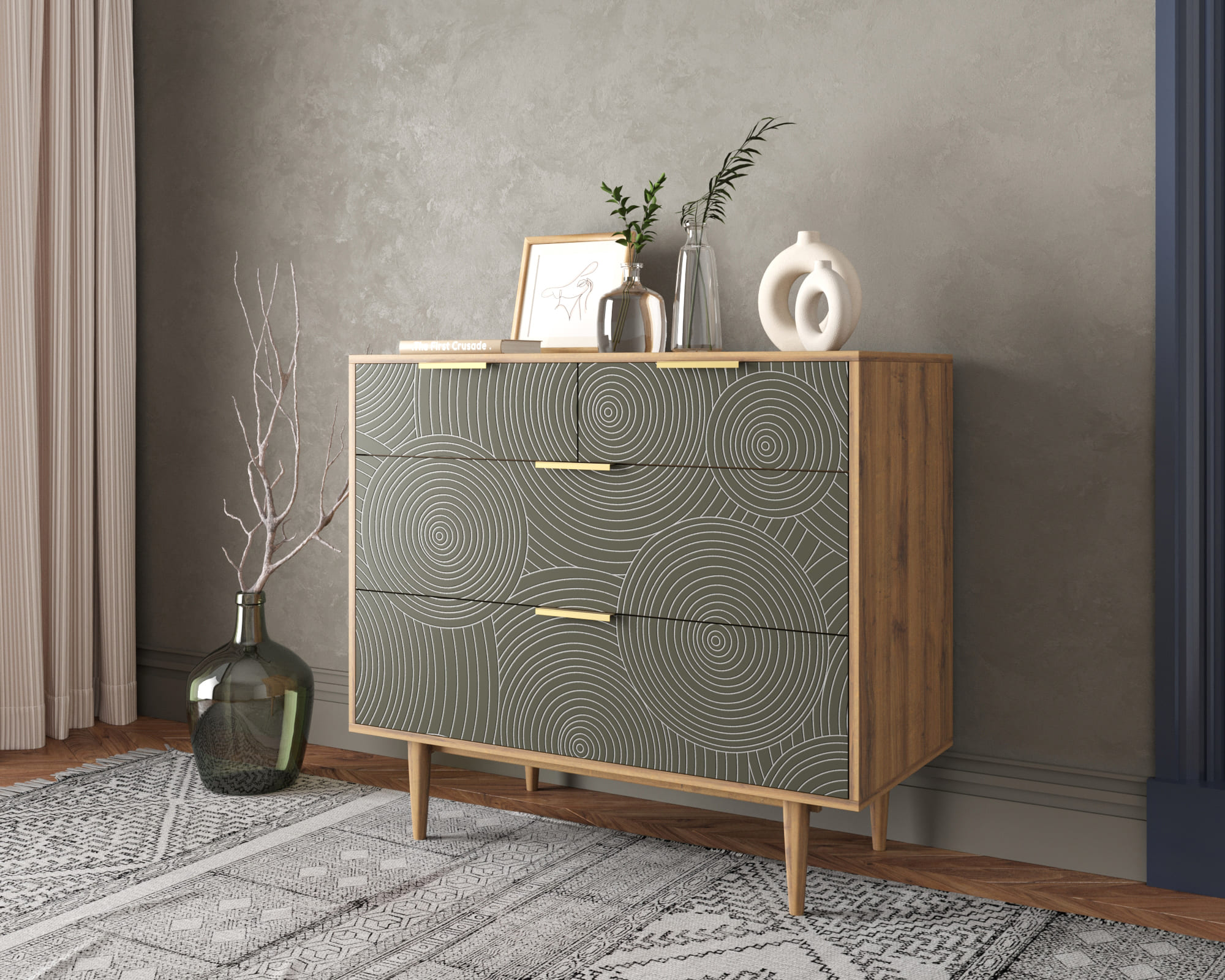 заказать Комод с четыремя ящиками "Line" R22/browngrey