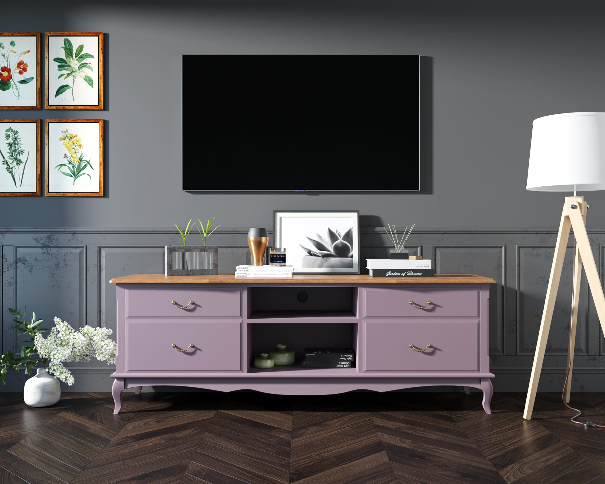 фото Комод Leontina Lavanda под TV удлиненный арт ST9328/2L