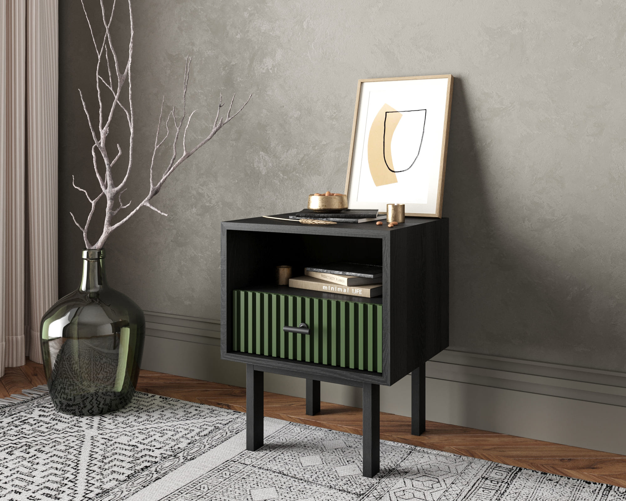 заказать Тумбочка с нижним ящиком "Emerson" арт EM17/green/L в Москве заказать Тумбочка с нижним ящиком "Emerson" арт EM17/green/L