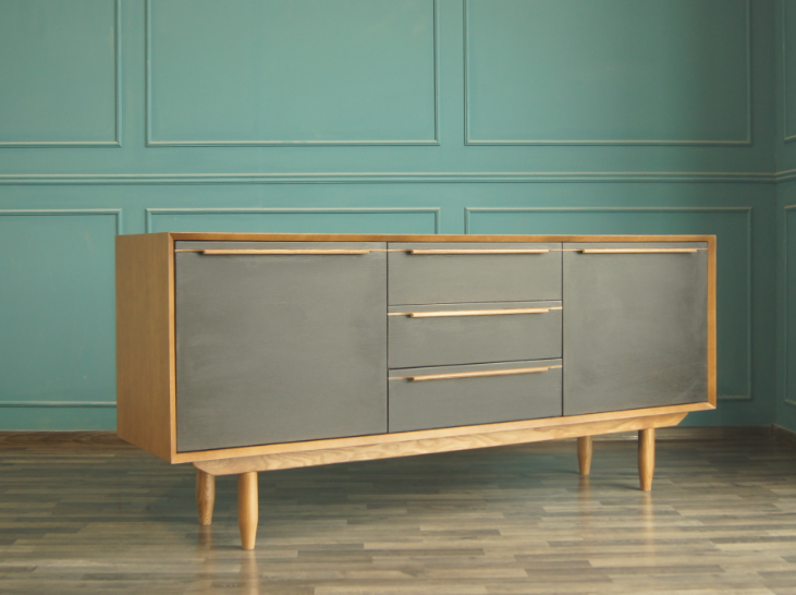 Комод "Brun Black" с тремя ящиками и дверками арт BR-03/Black