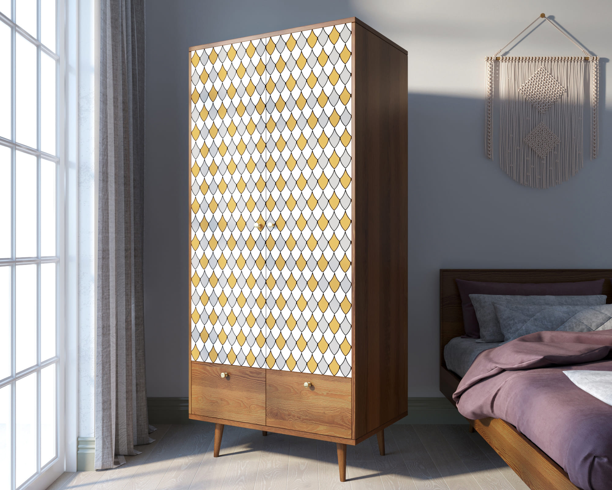 фото Шкаф двухстворчатый "Berber" принт 22 арт BB16/Print_22