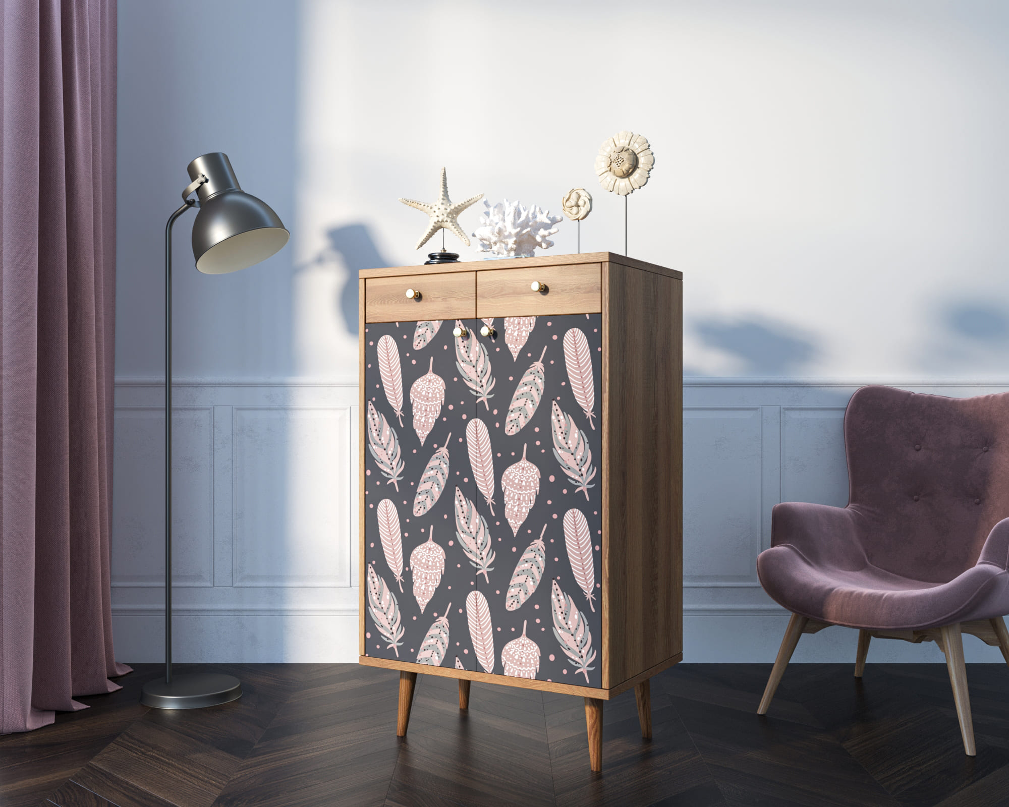 заказать Комод "Berber" два ящика и дверки 40 принт арт BB46/Print_40