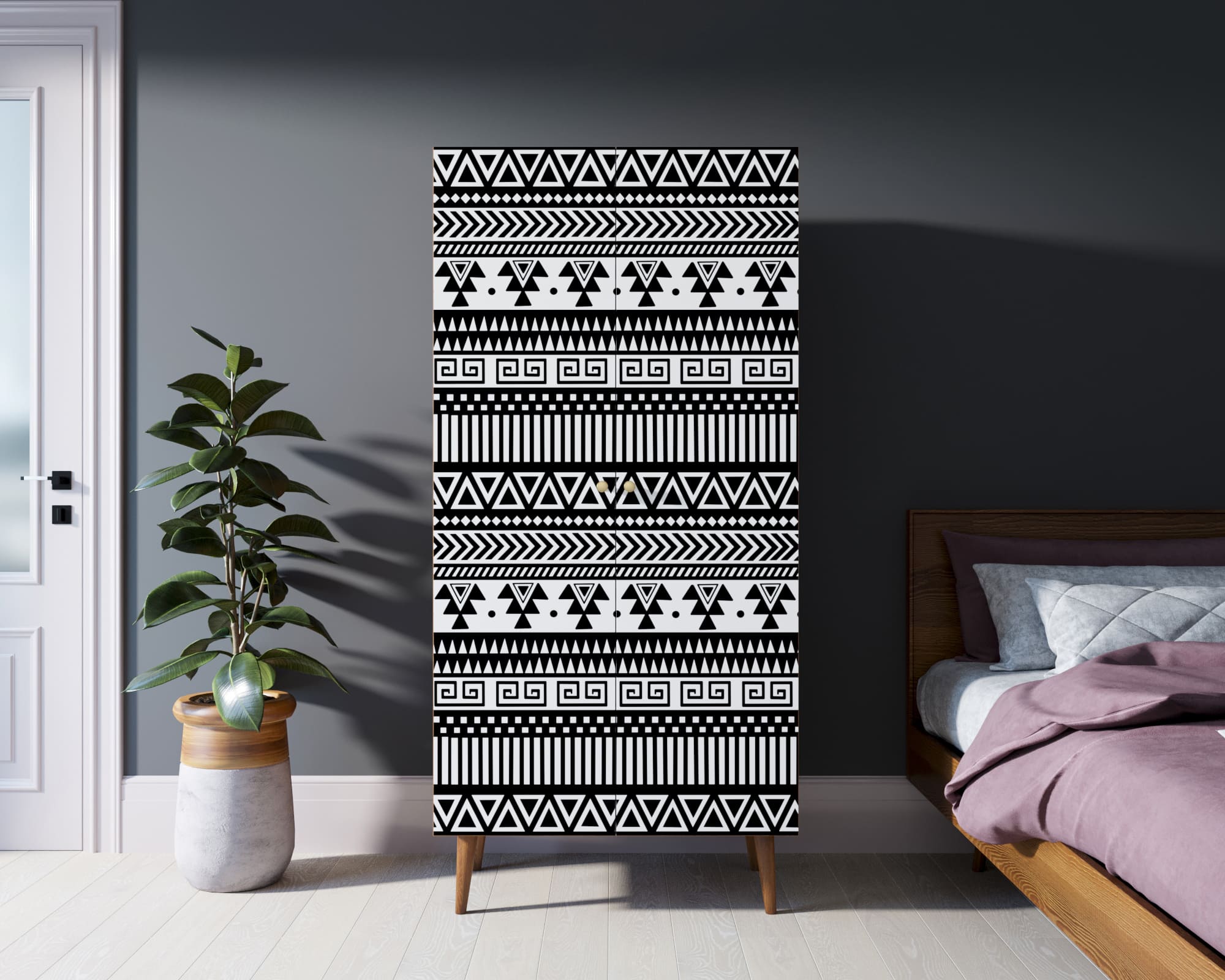 Шкаф малый двухстворчатый "Berber" принт 19 арт BB08/Print_19 в интерьере