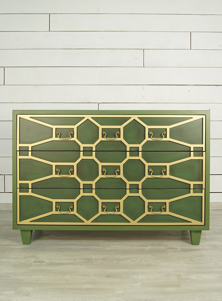 фото Зеленый комод "Emerald" 3 ящика арт DSC347ETG