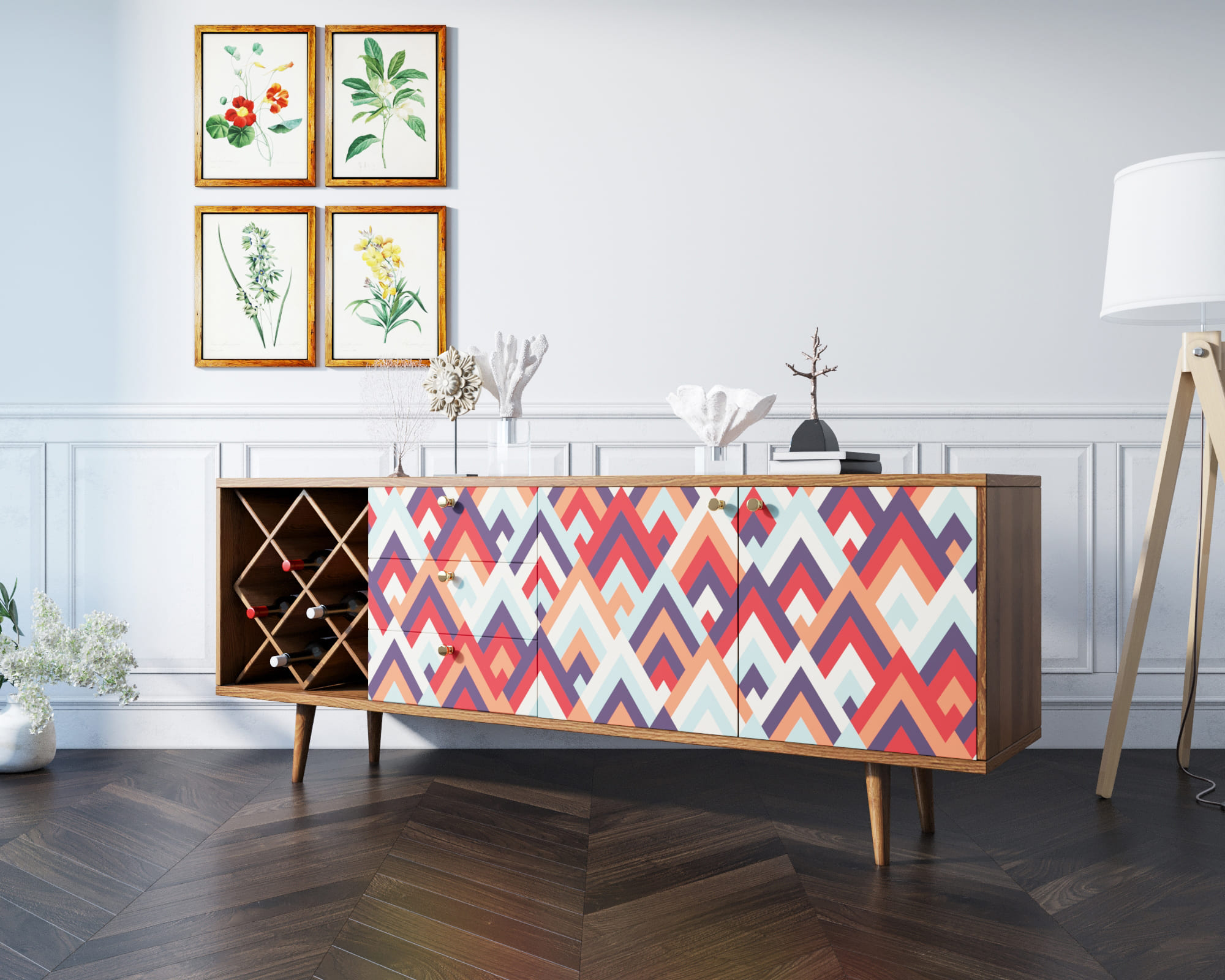 фото Комод "Berber" удлиненный с бутылочницей 2 принт арт BB15/Print_02