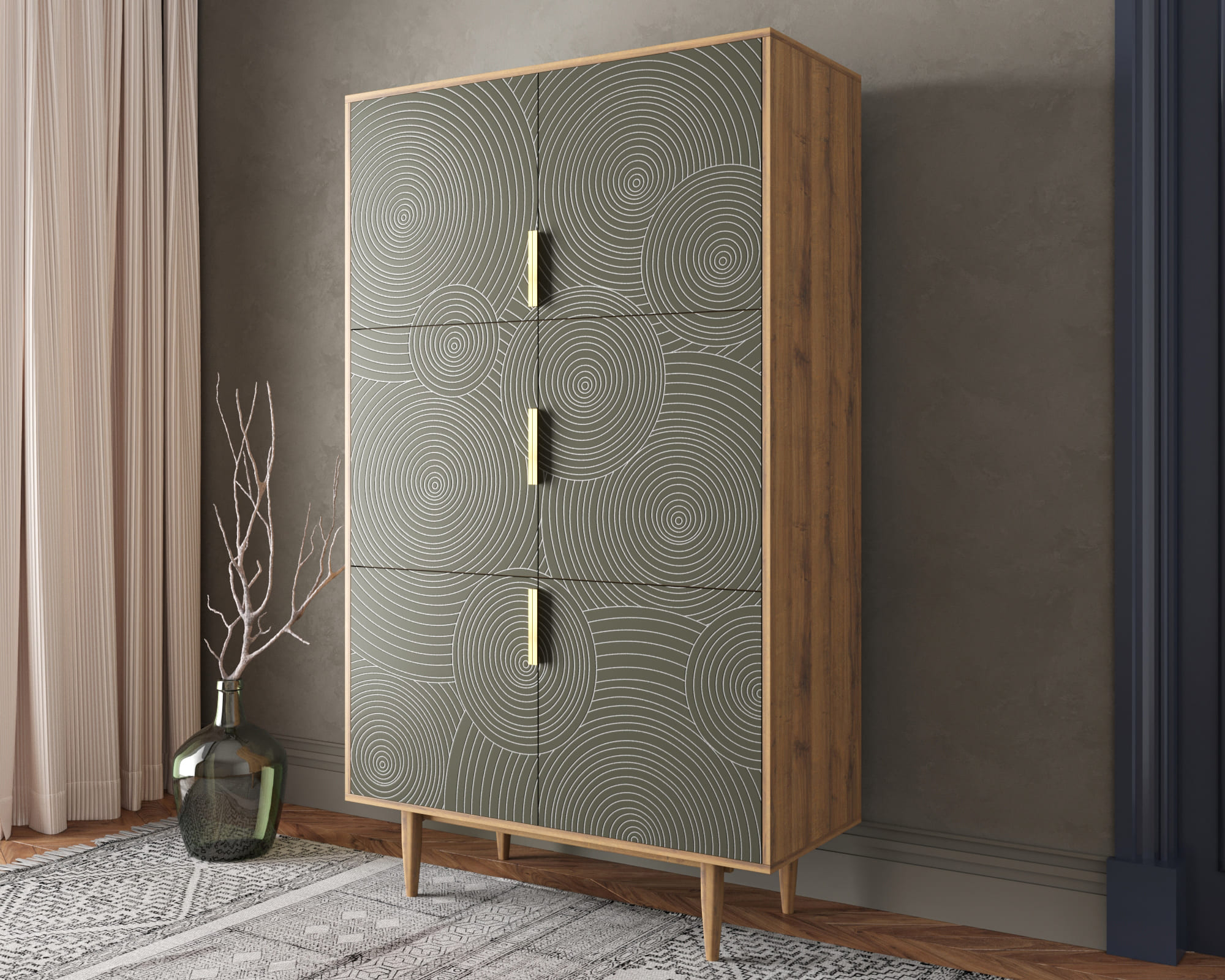 заказать Большой комод с шестью дверками "Line" R20/browngrey в Москве заказать Большой комод с шестью дверками "Line" R20/browngrey