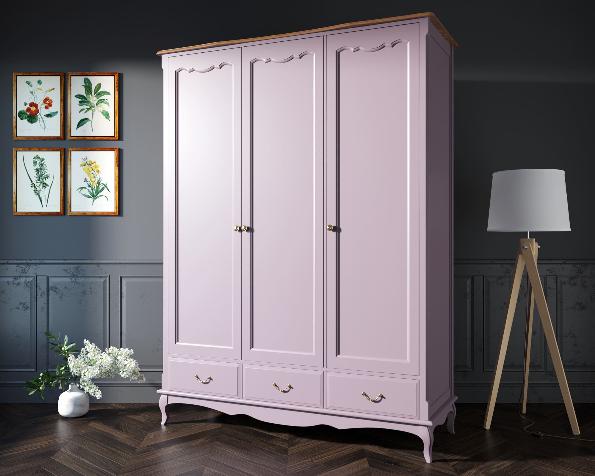 фото Шкаф Leontina Lavanda для одежды трехстворчатый с ящиками арт ST9327KR/3L в Москве фото Шкаф Leontina Lavanda для одежды трехстворчатый с ящиками арт ST9327KR/3L