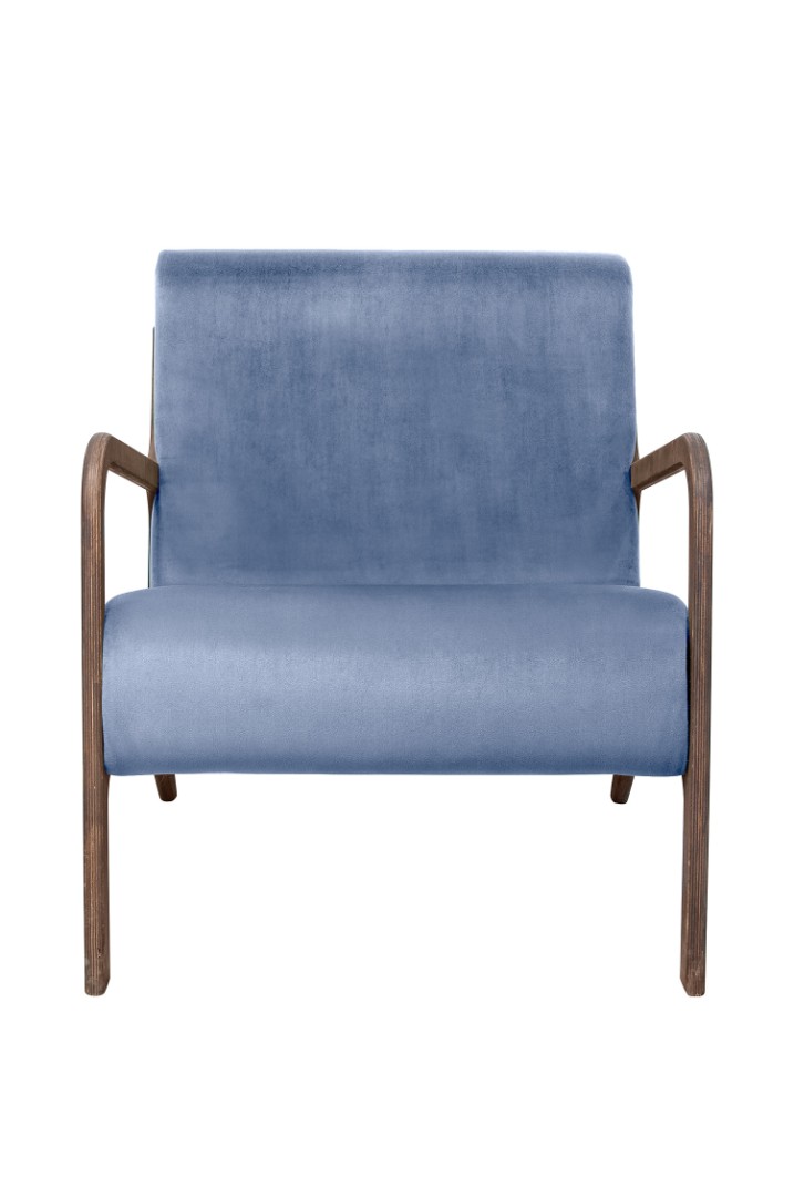 купить Низкое кресло с деревянными подлокотниками Mody Sky цвет синий