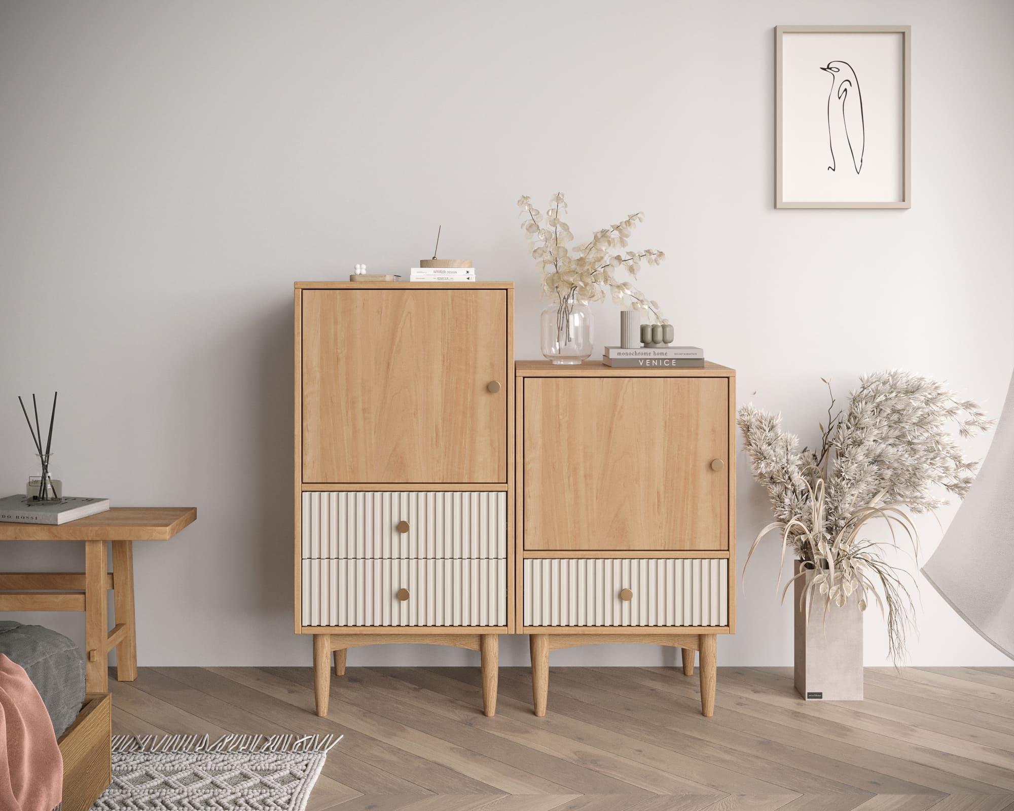 фото Высокая тумба Bubble Solid с двумя ящиками арт BBL11S, цвет - орех в Москве фото Высокая тумба Bubble Solid с двумя ящиками арт BBL11S, цвет - орех