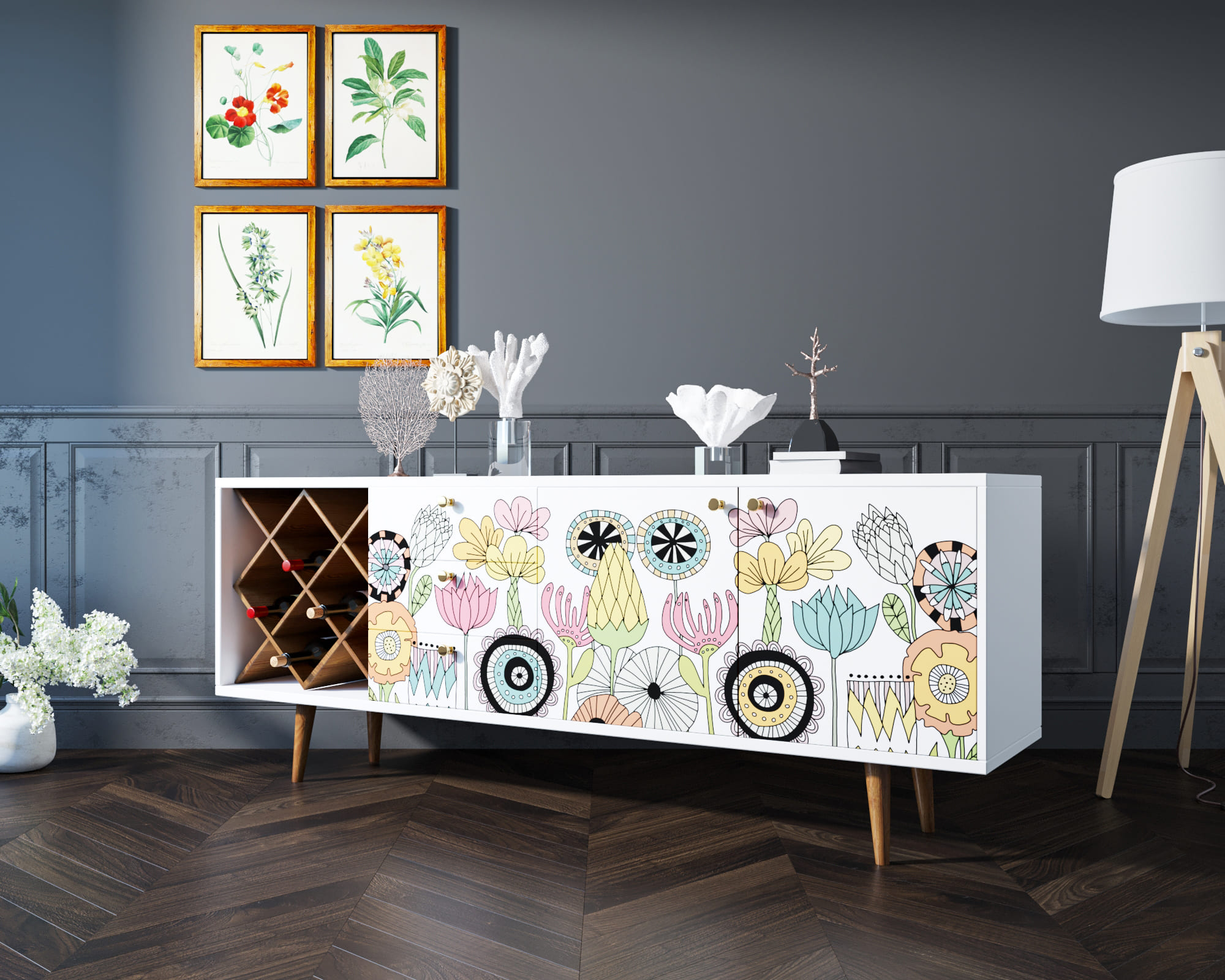 Комод "Berber" удлиненный с бутылочницей арт BB15/Print_03 в интернет-магазине