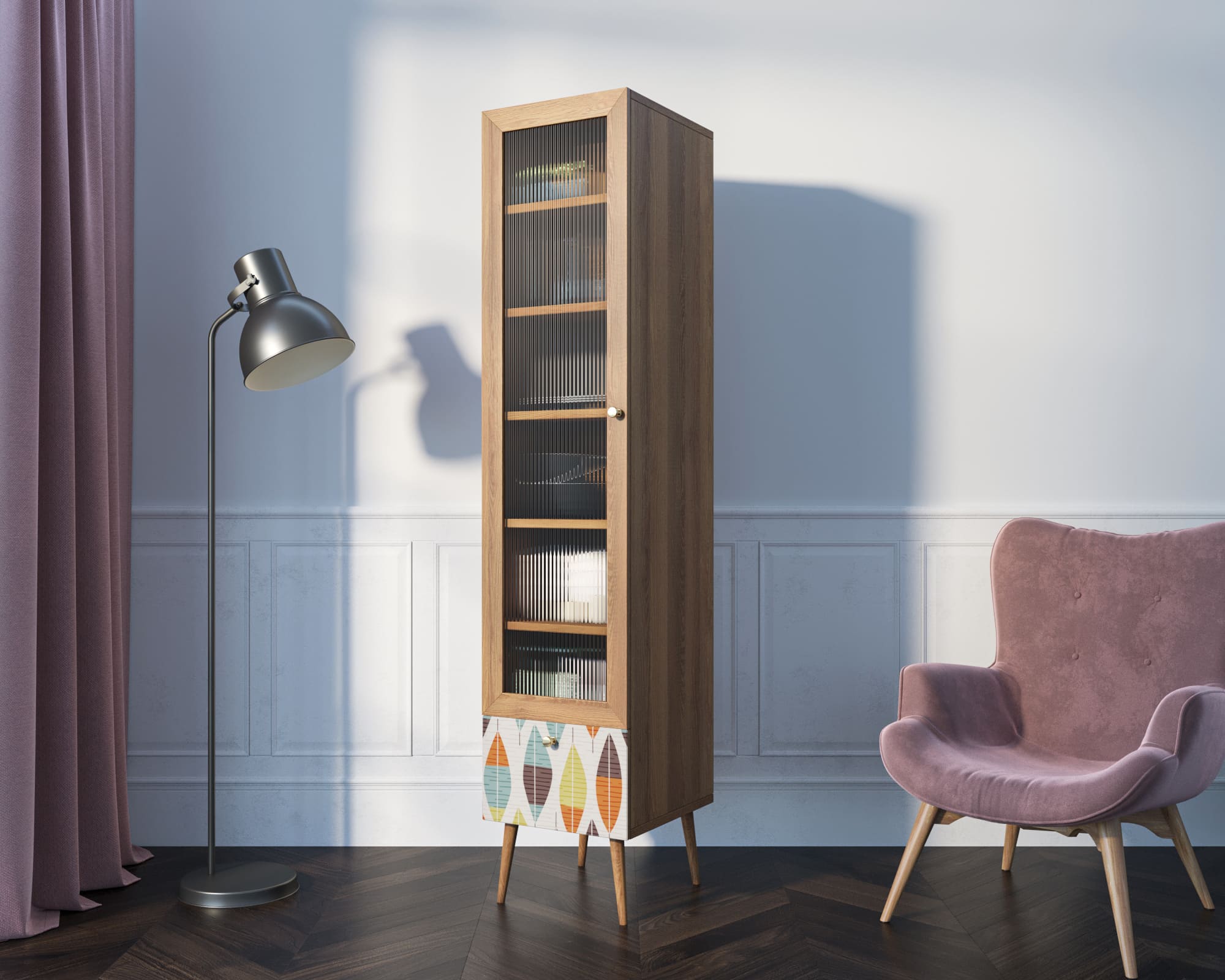 заказать Буфет "Berber" одностворчатый с ящиком принт 48 арт BB48/Print_48