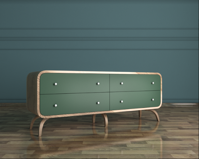 купить Комод "Ellipse" с изумрудными накладками арт EL01G