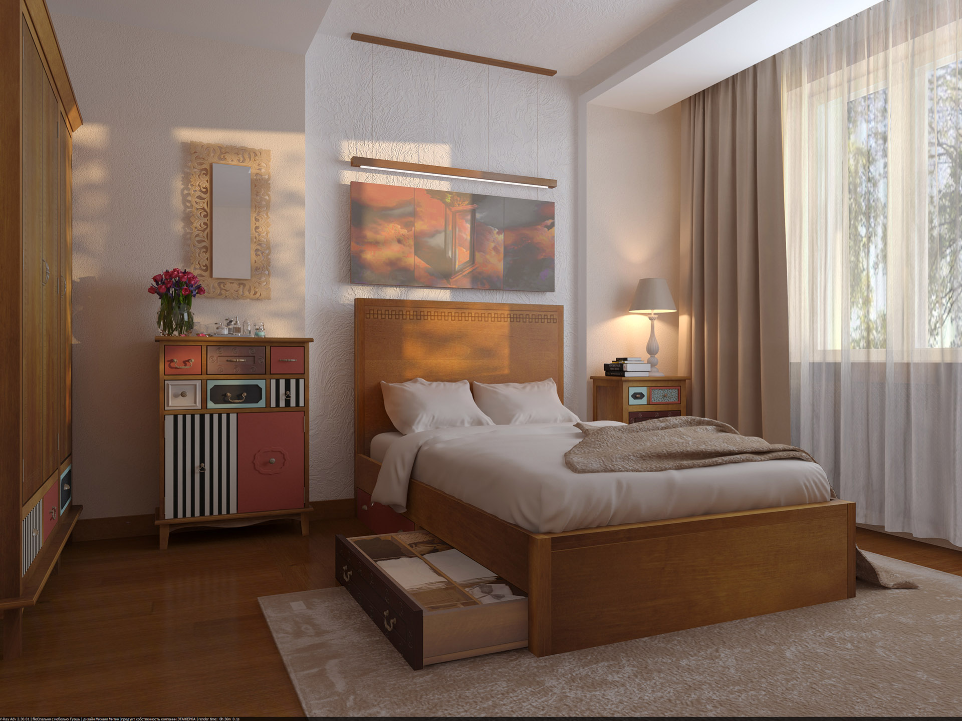 Большая спальня "Gouache" арт 1879657