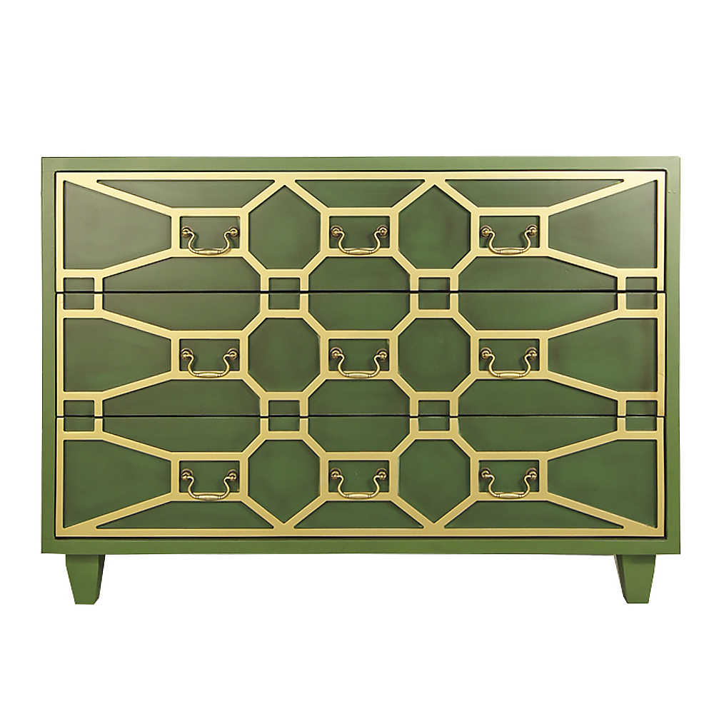 стильный Зеленый комод "Emerald" 3 ящика арт DSC347ETG