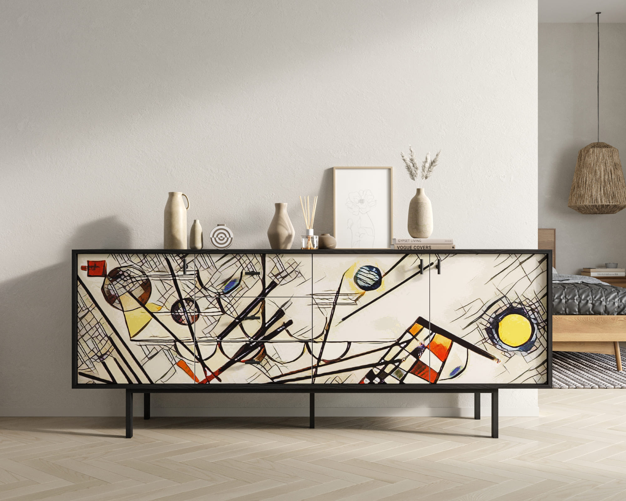 Комод с тремя дверками и тремя ящиками "Emerson" by Kandinsky арт EM07/Print_01 в интернет-магазине в Москве Комод с тремя дверками и тремя ящиками "Emerson" by Kandinsky арт EM07/Print_01 в интернет-магазине