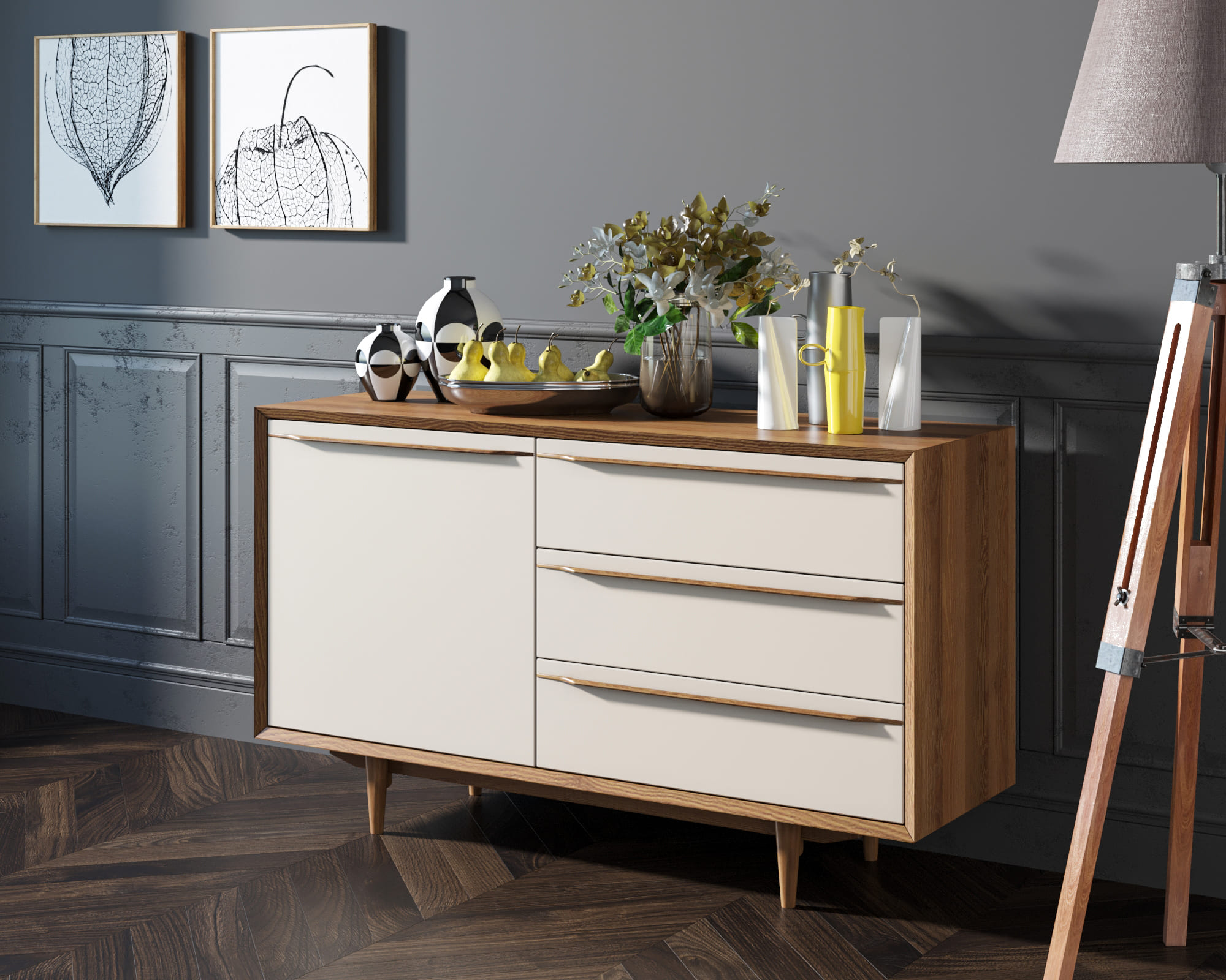 заказать Комод "Bruni white" с ящиками и дверкой арт BR-02WH в Москве заказать Комод "Bruni white" с ящиками и дверкой арт BR-02WH