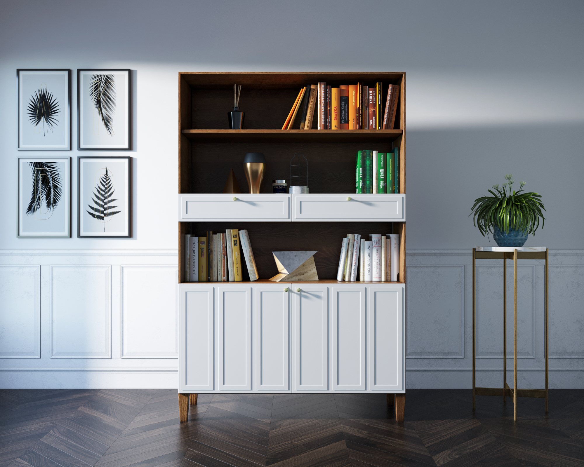 Стеллаж широкий двухстворчатый "Andersen" арт AN17WH в интернет-магазине