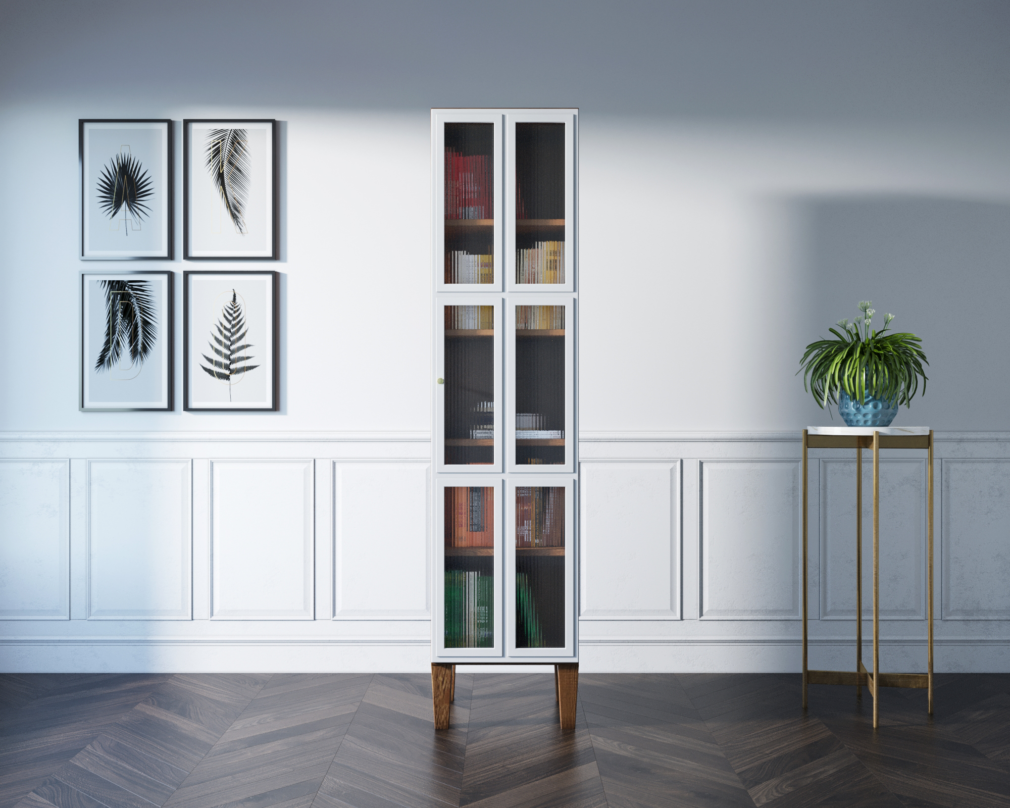 Шкаф одностворчатый "Andersen" с рифлеными стеклами арт AN13WH в интернет-магазине