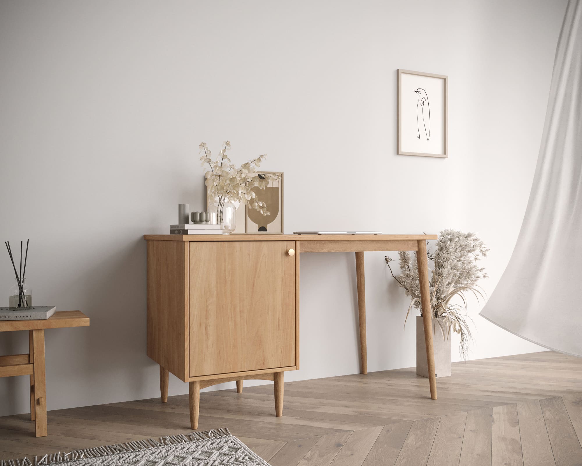 заказать Стол рабочий Bubble Solid с левой тумбой арт BBL09S