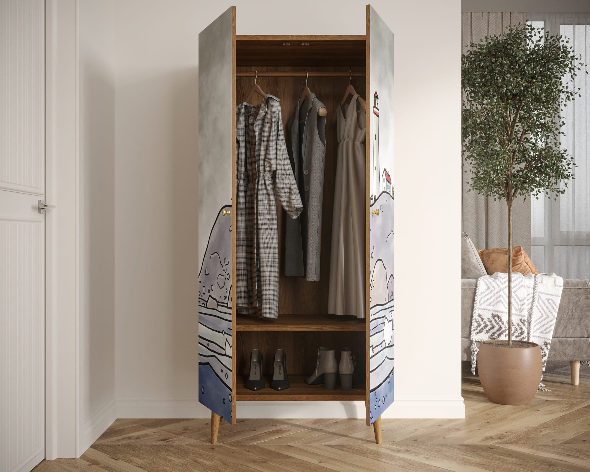 купить Шкаф малый двухстворчатый "Berber" принт 51 арт BB08/Print_51