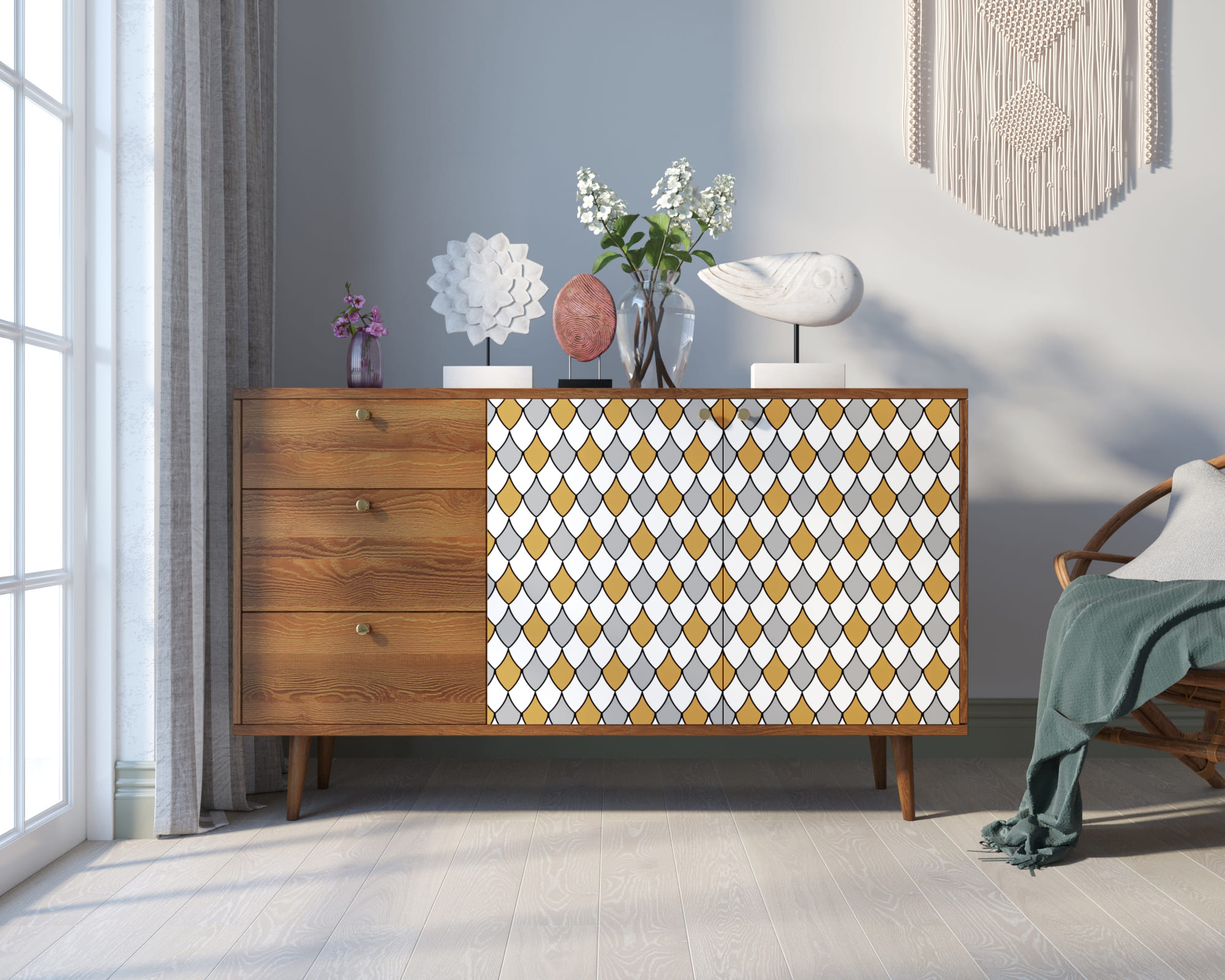 Комод "Berber" с двумя дверками и ящиками 22 принт арт BB05/Print_22 в интерьере в Москве Комод "Berber" с двумя дверками и ящиками 22 принт арт BB05/Print_22 в интерьере