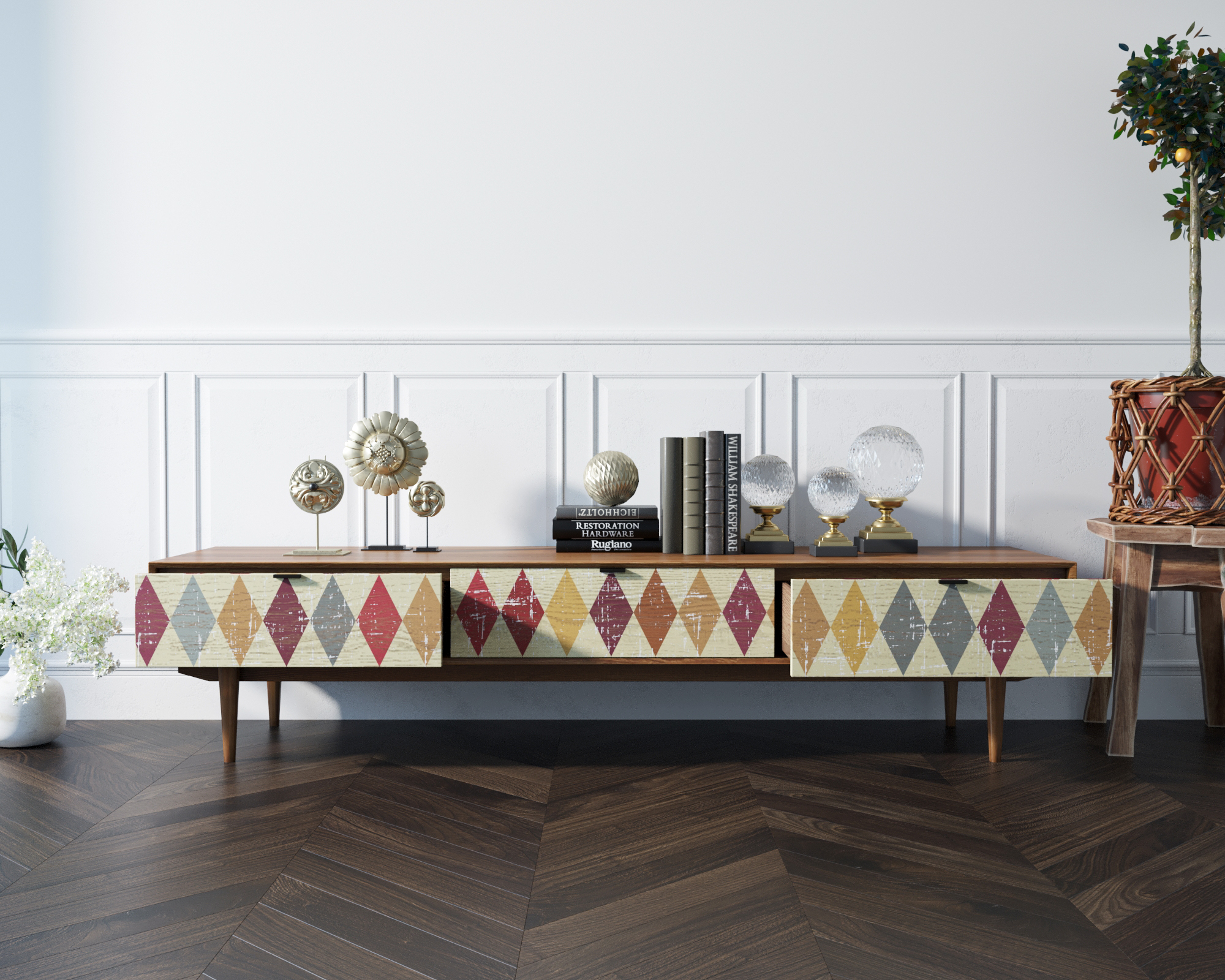 заказать Консоль под TV "Bruni print" с ящиками арт BR-21P