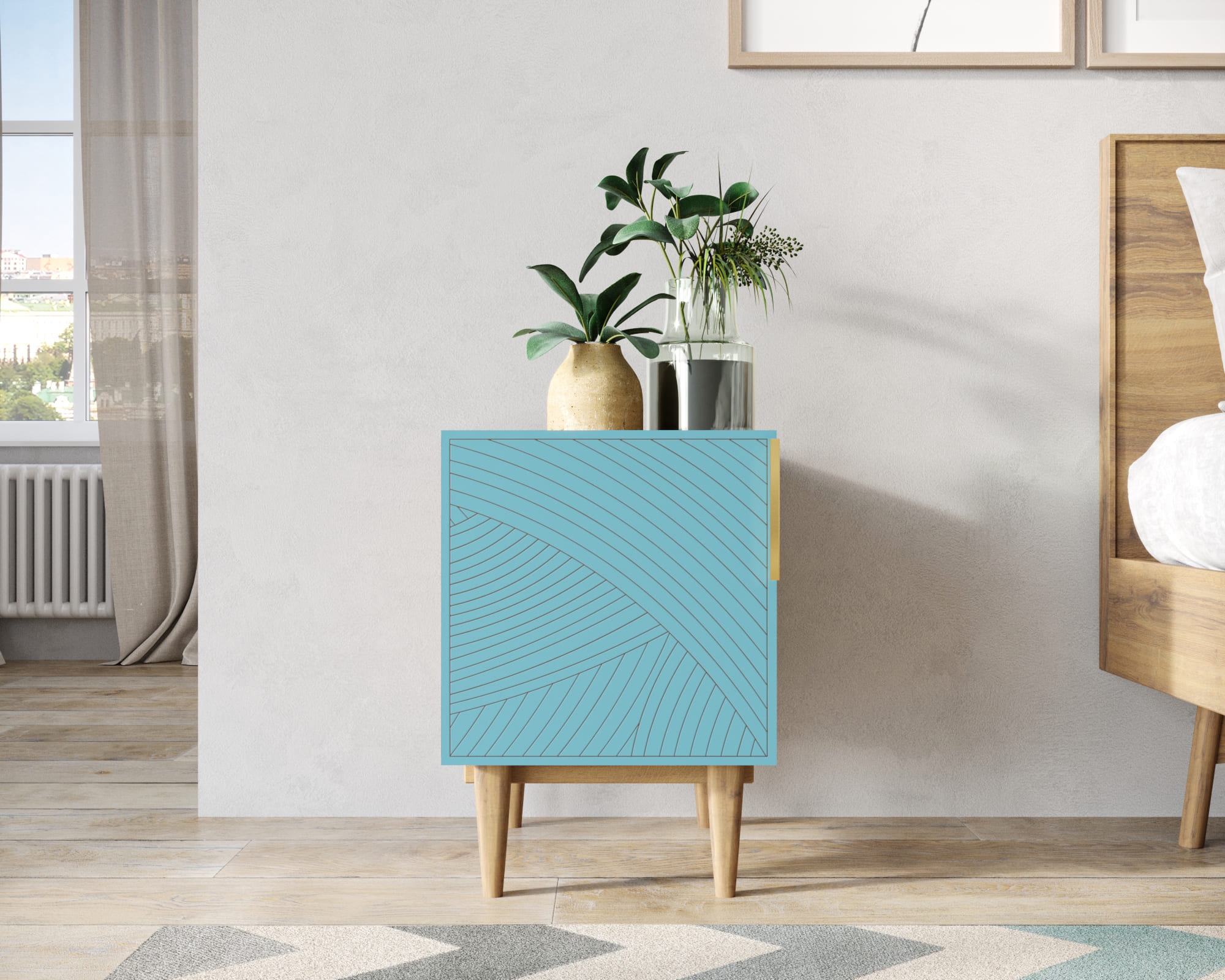 Тумбочка с дверкой "Line" LN08/GR1/blue в интернет-магазине в Москве Тумбочка с дверкой "Line" LN08/GR1/blue в интернет-магазине