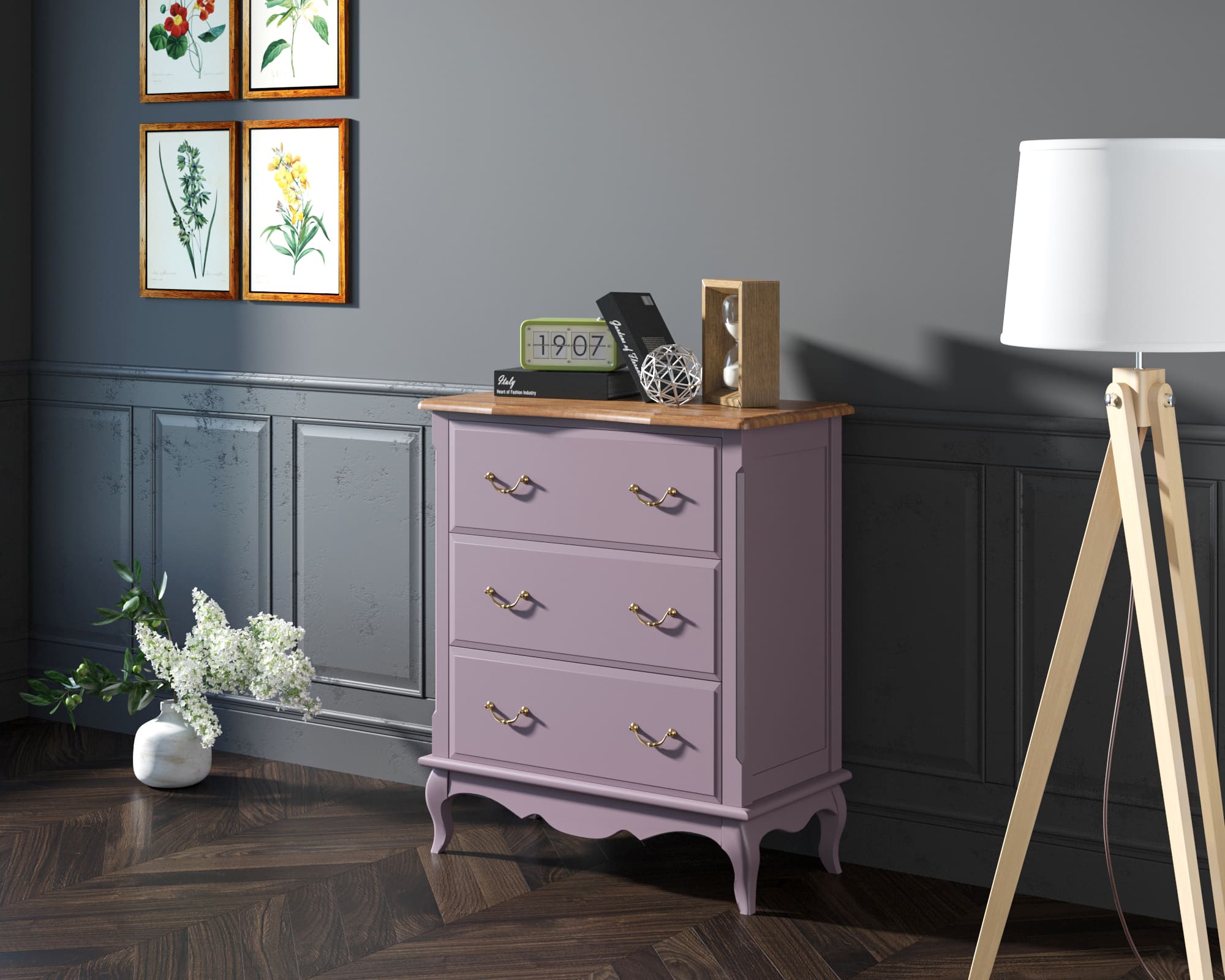 заказать Комод Leontina Lavanda три ящика арт ST9356L в Москве заказать Комод Leontina Lavanda три ящика арт ST9356L