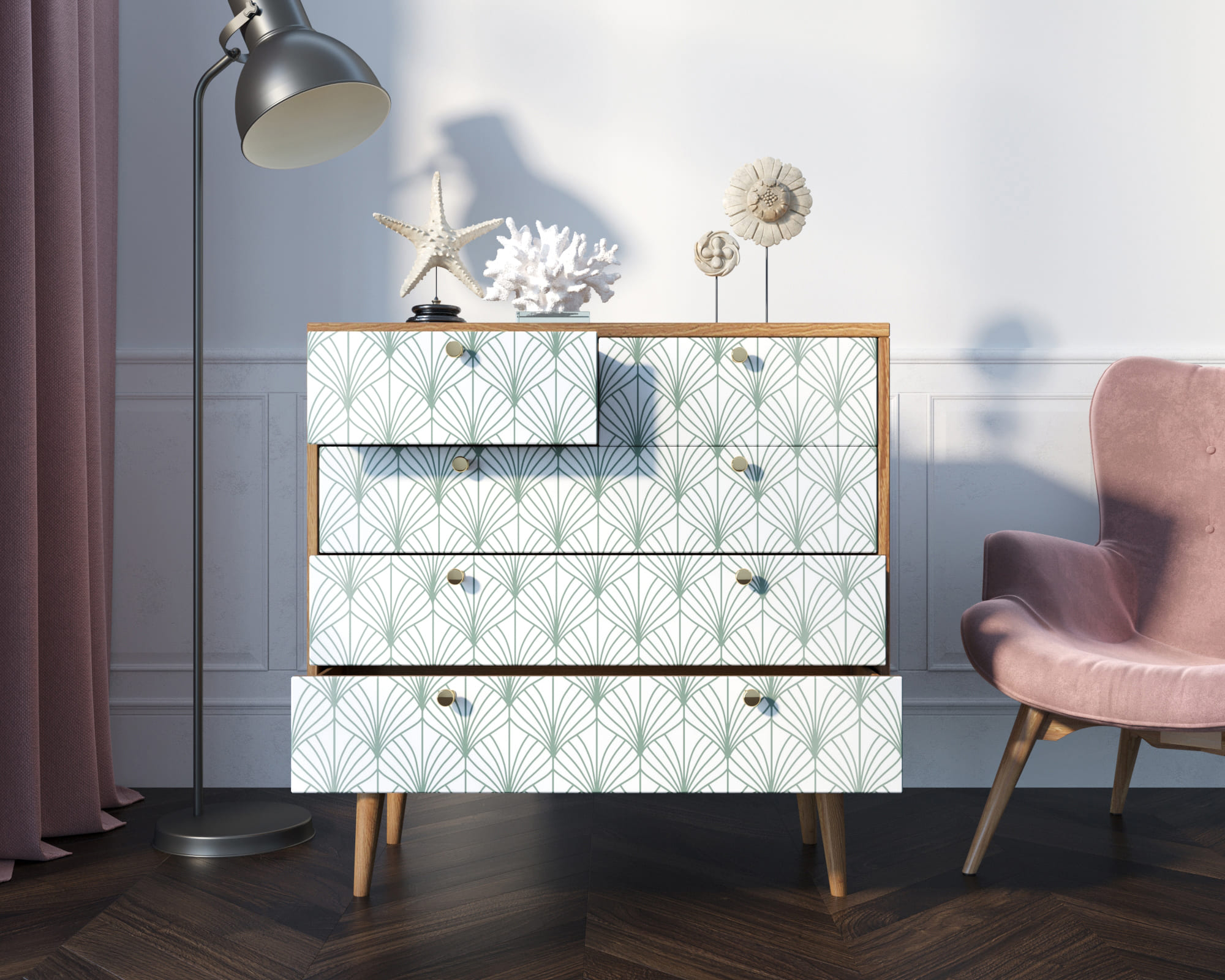 купить Комод "Berber" пять ящиков 38 принт арт BB36/Print_38