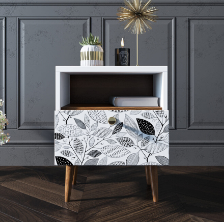 Тумбочка "Berber" с одним ящиком 9 принт арт BB06/Print_09, разноцветная