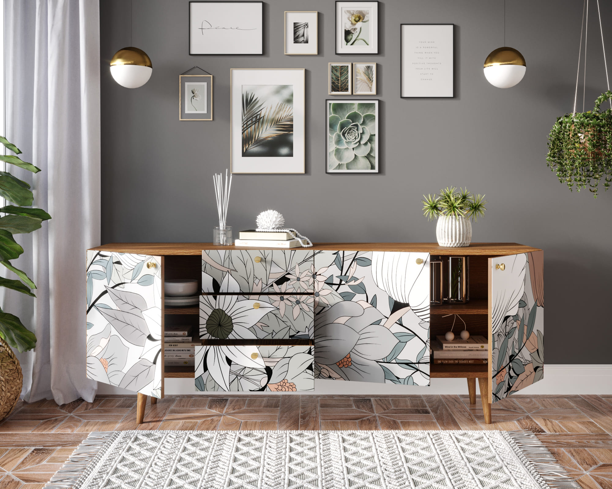 Комод "Berber" удлиненный принт 50 арт BB11/Print_50 в интернет-магазине в Москве Комод "Berber" удлиненный принт 50 арт BB11/Print_50 в интернет-магазине