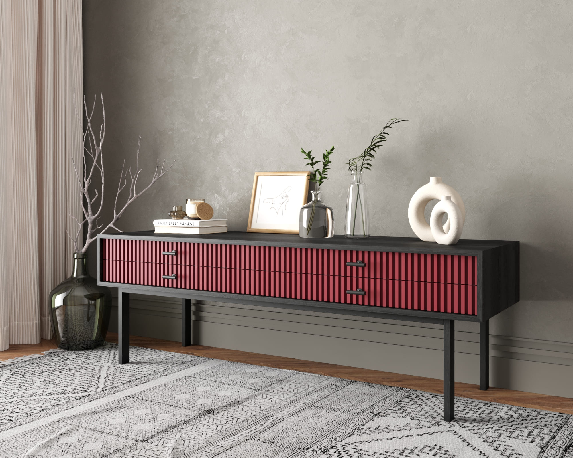 заказать Консоль с двумя ящиками "Emerson" арт EM23/red/L