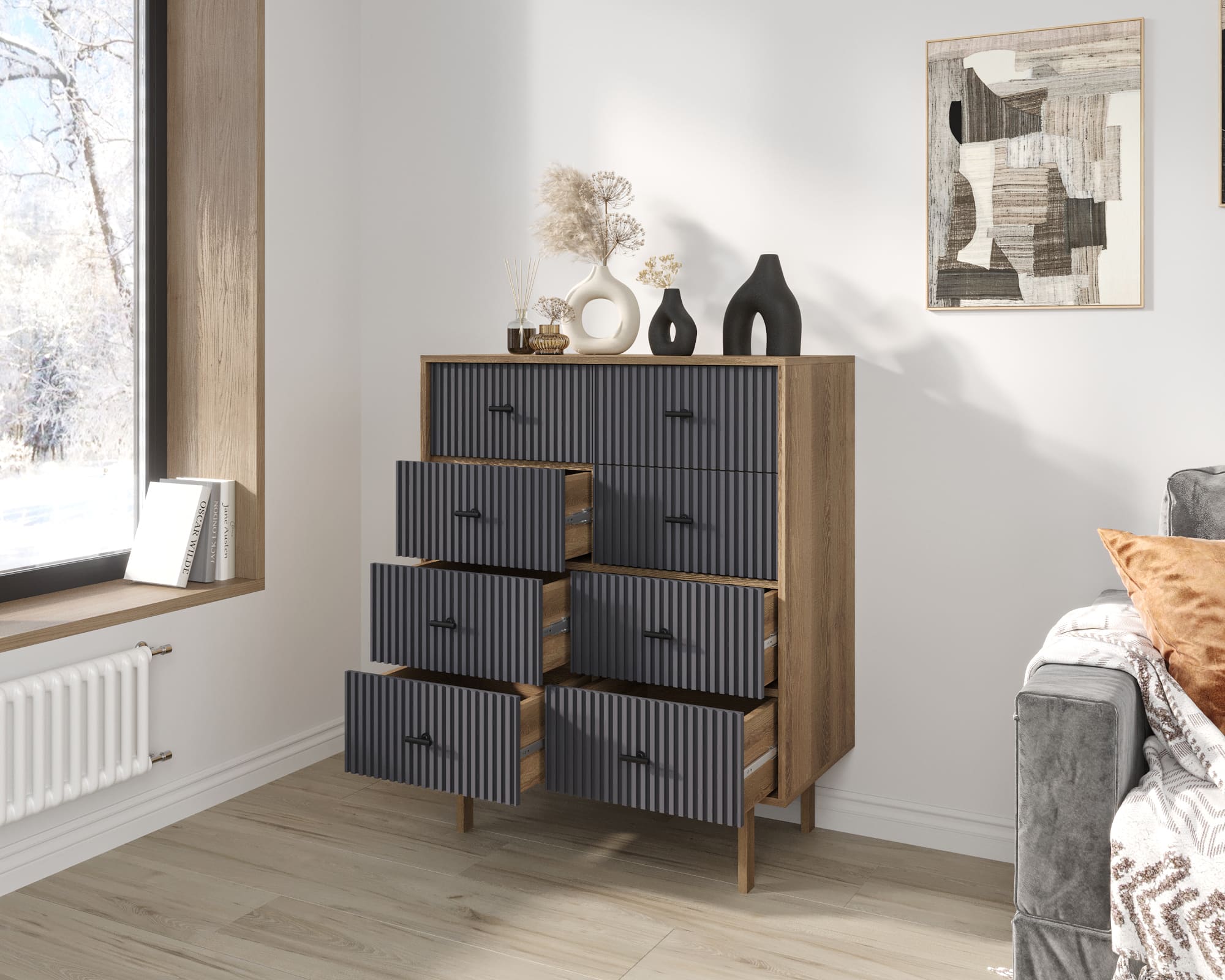 купить Комод на восемь ящиков "Emerson" арт EM20/7024/L в Москве купить Комод на восемь ящиков "Emerson" арт EM20/7024/L