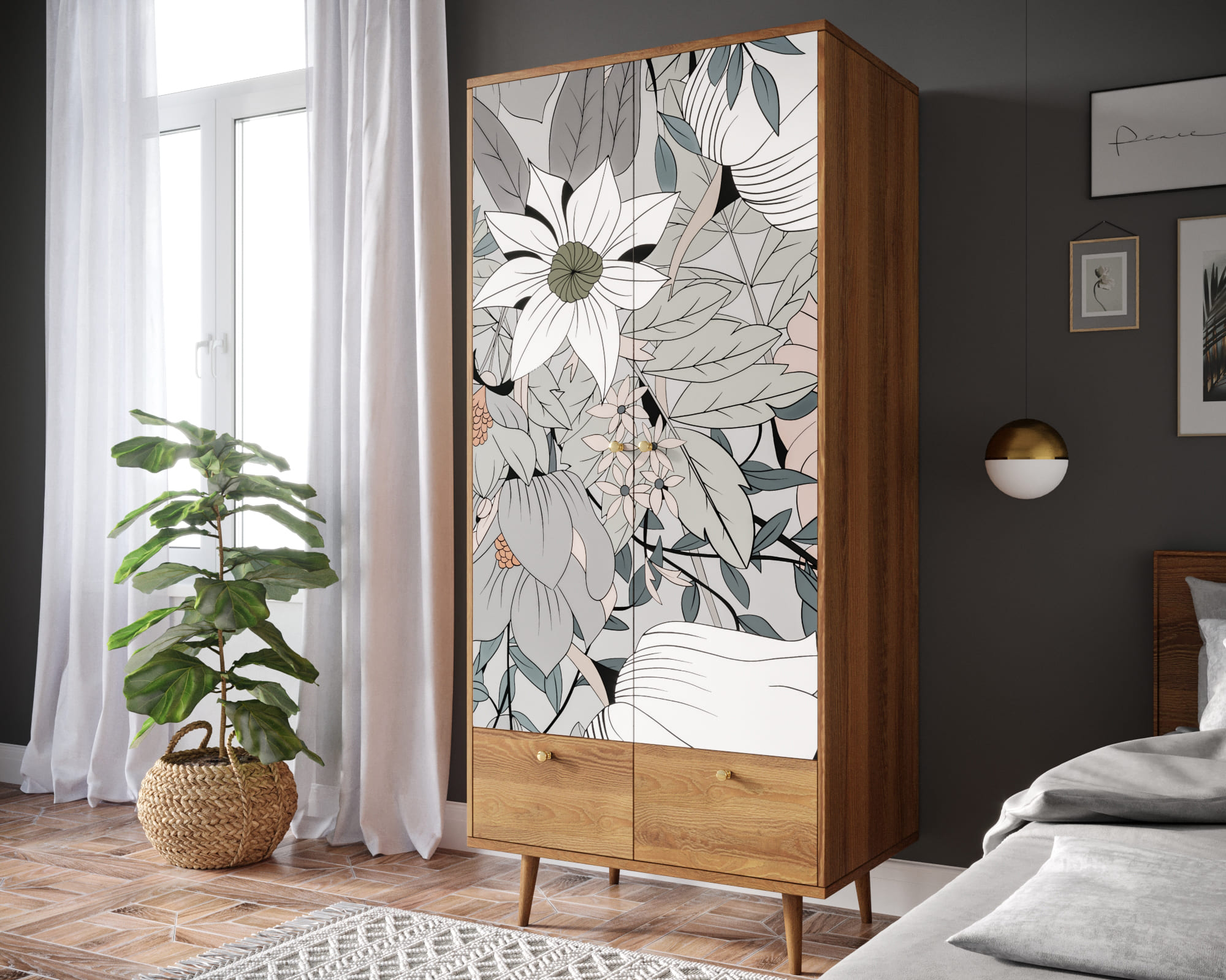 фото Шкаф двухстворчатый "Berber" принт 50 арт BB16/Print_50