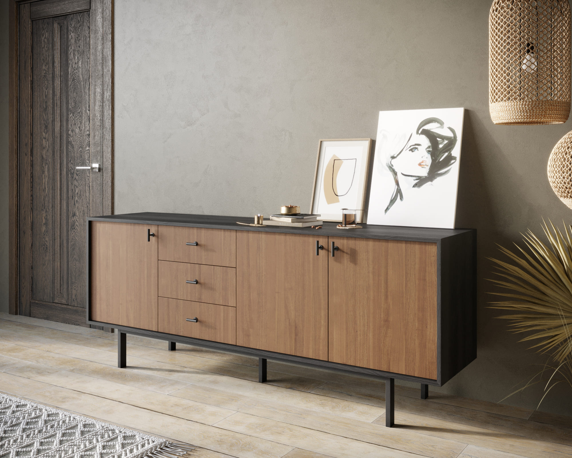 заказать Комод с тремя дверками и тремя ящиками "Emerson" арт EM07