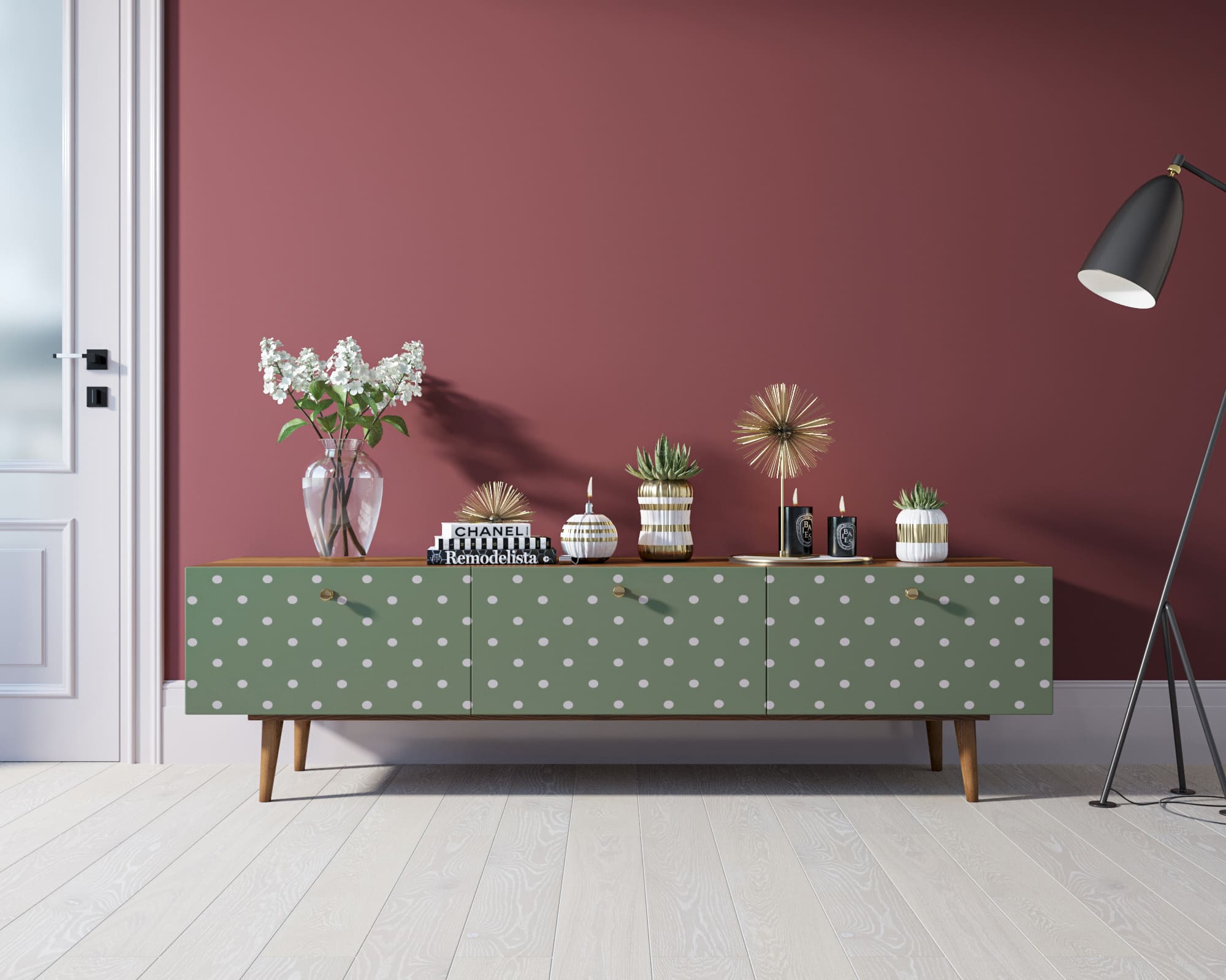 Комод "Berber" с ящиками низкий под TV принт 12 арт BB19/Print_12 в интерьере