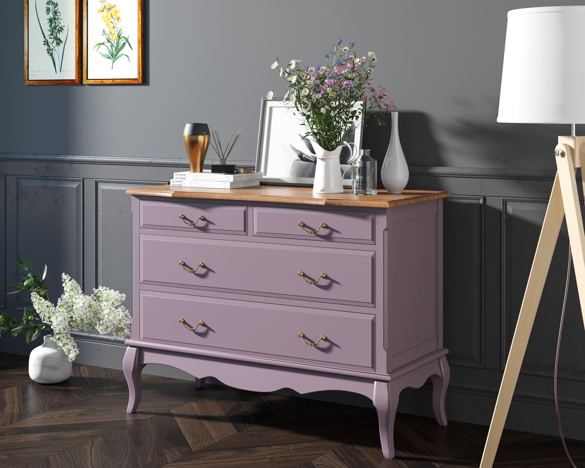 заказать Комод «Leontina Lavanda» на 4 ящика арт ST9315L