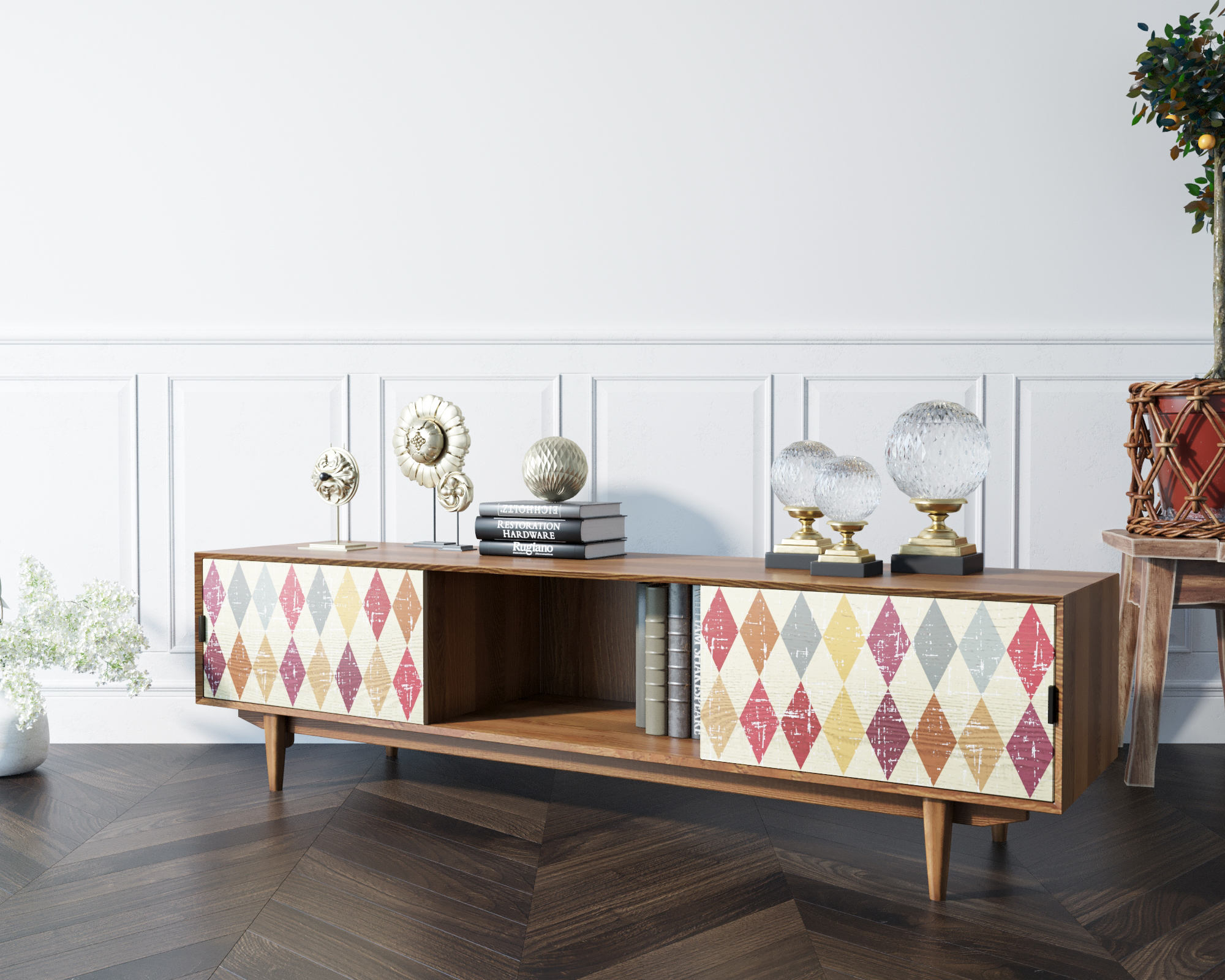 Консоль в Скандинавском стиле под TV "Bruni print" арт BR-22P в интернет-магазине