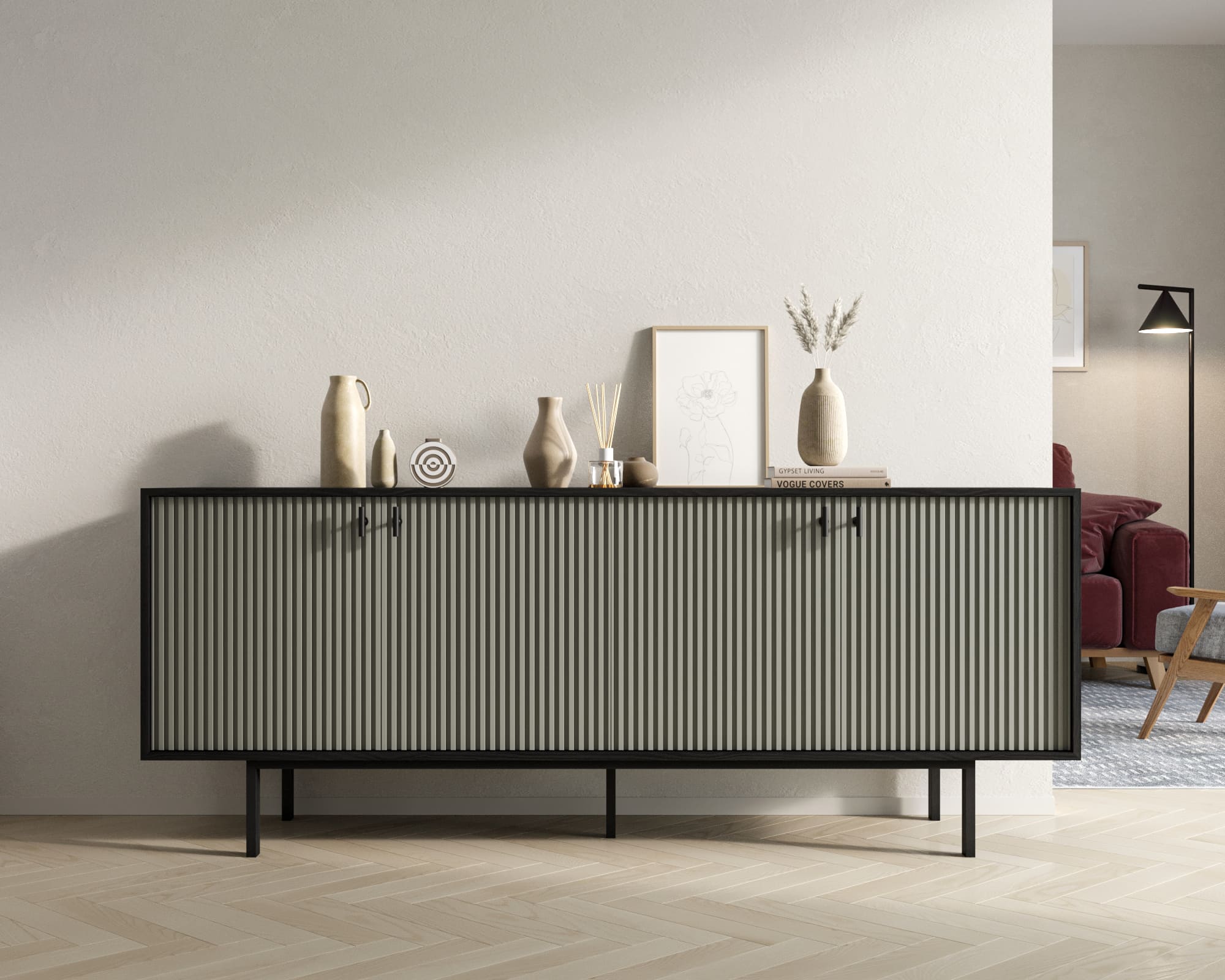 Комод с четыремя дверками "Emerson" арт EM01/gray/L в интернет-магазине