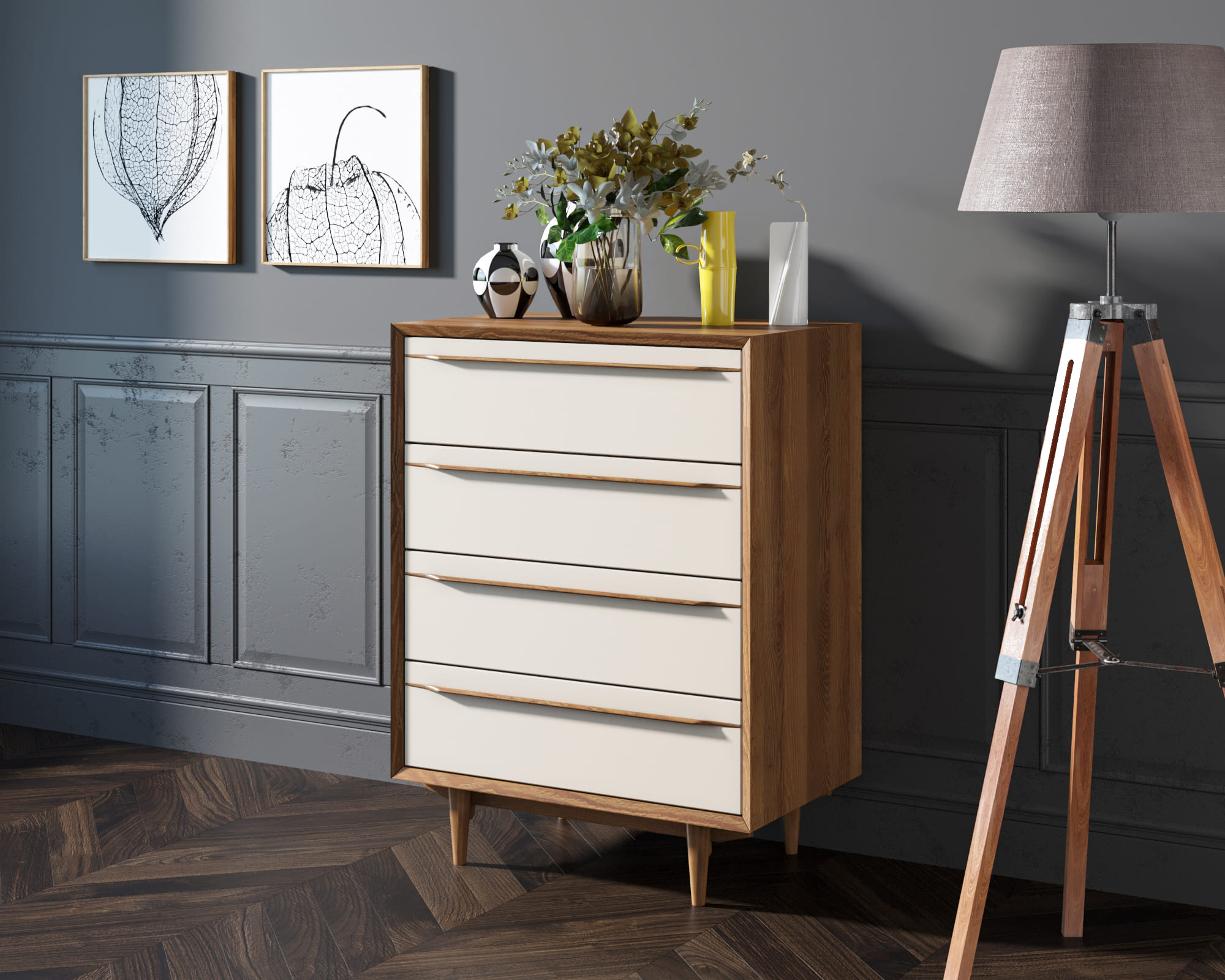 заказать Комод в Скандинавском стиле "Bruni white" на четыре ящика арт BR08WH в Москве заказать Комод в Скандинавском стиле "Bruni white" на четыре ящика арт BR08WH