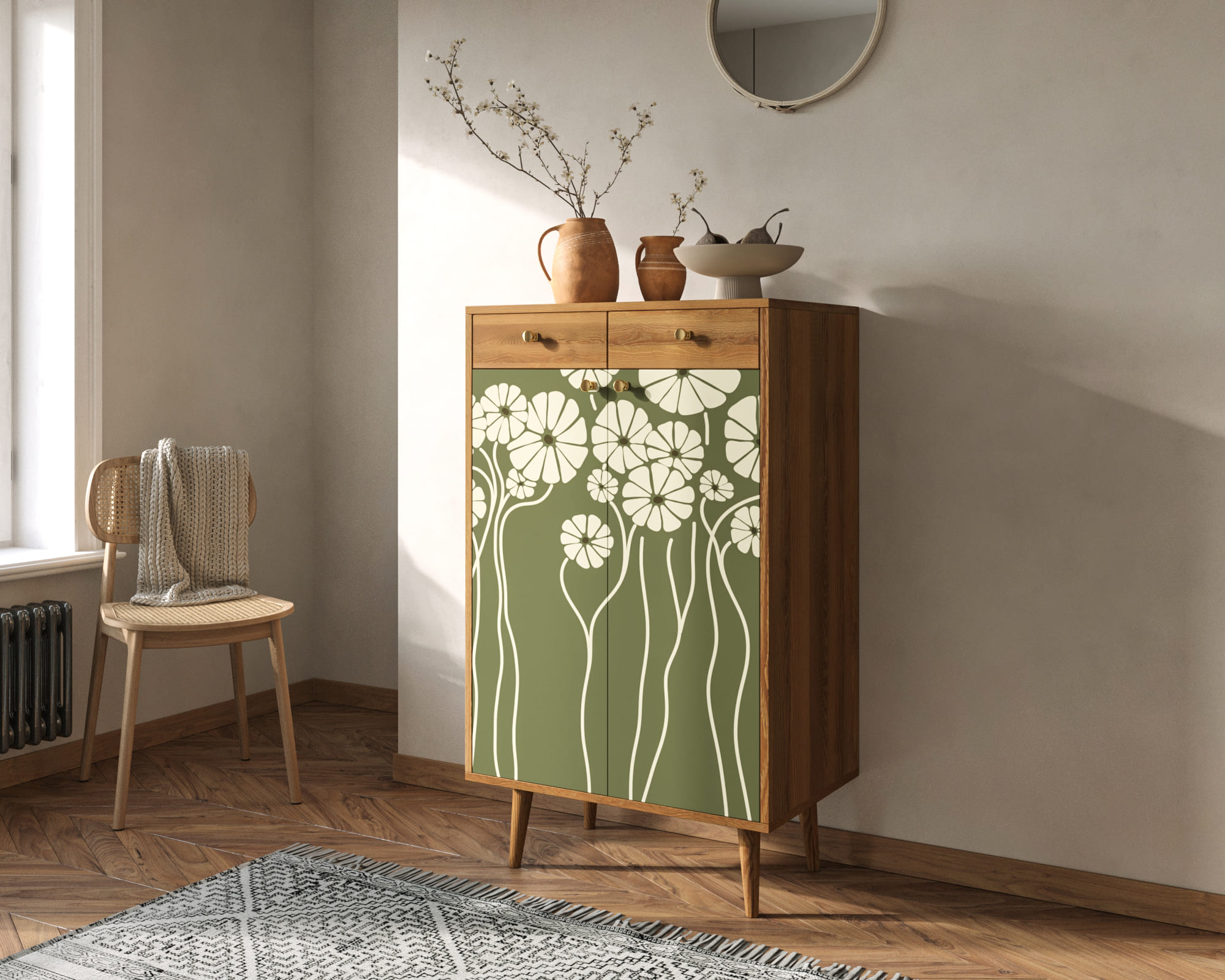 заказать Комод "Berber" два ящика и дверки арт BB46/Print_53