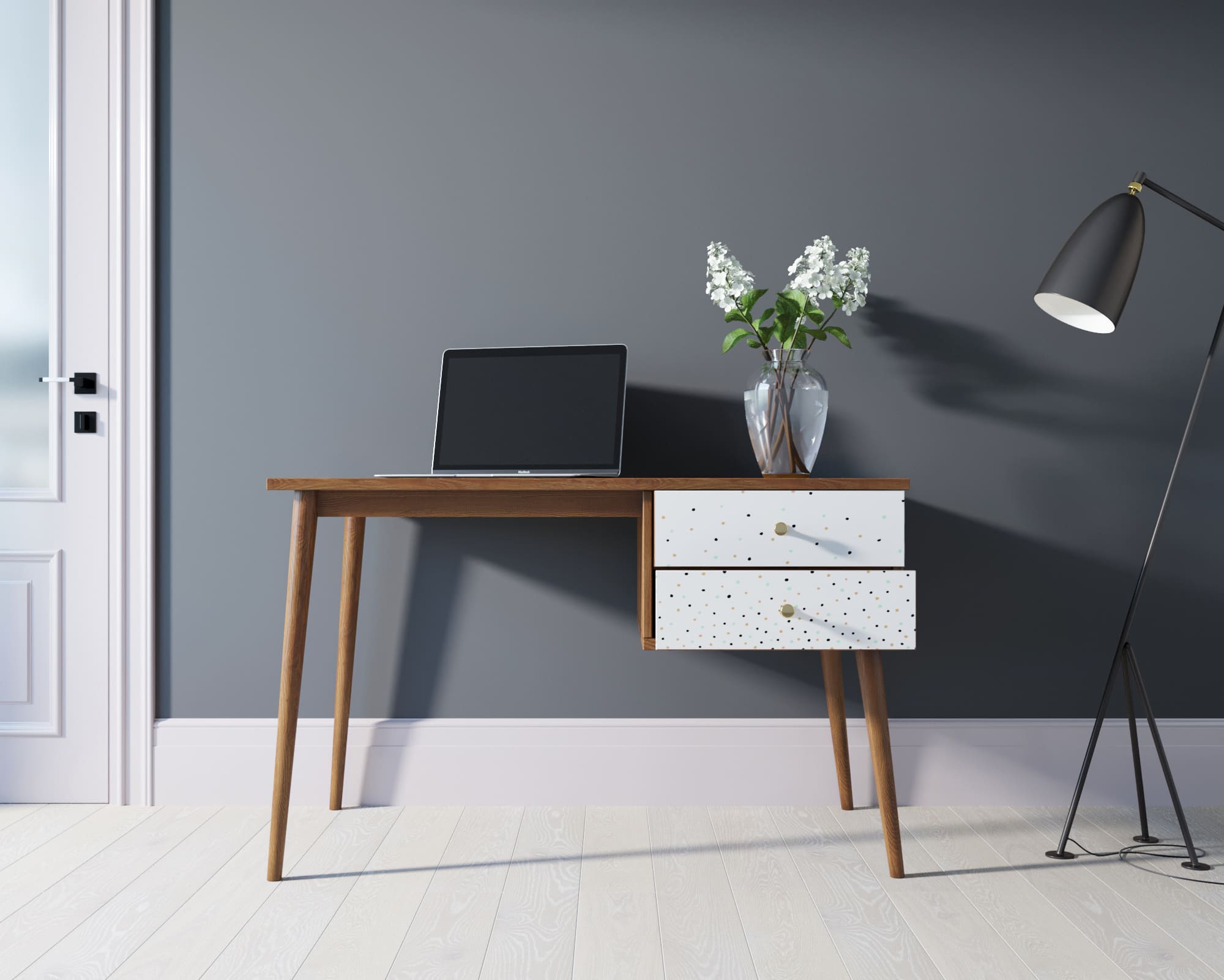 Стол рабочий "Berber" принт 15 с одной тумбой арт BB20/Print_15 в интернет-магазине