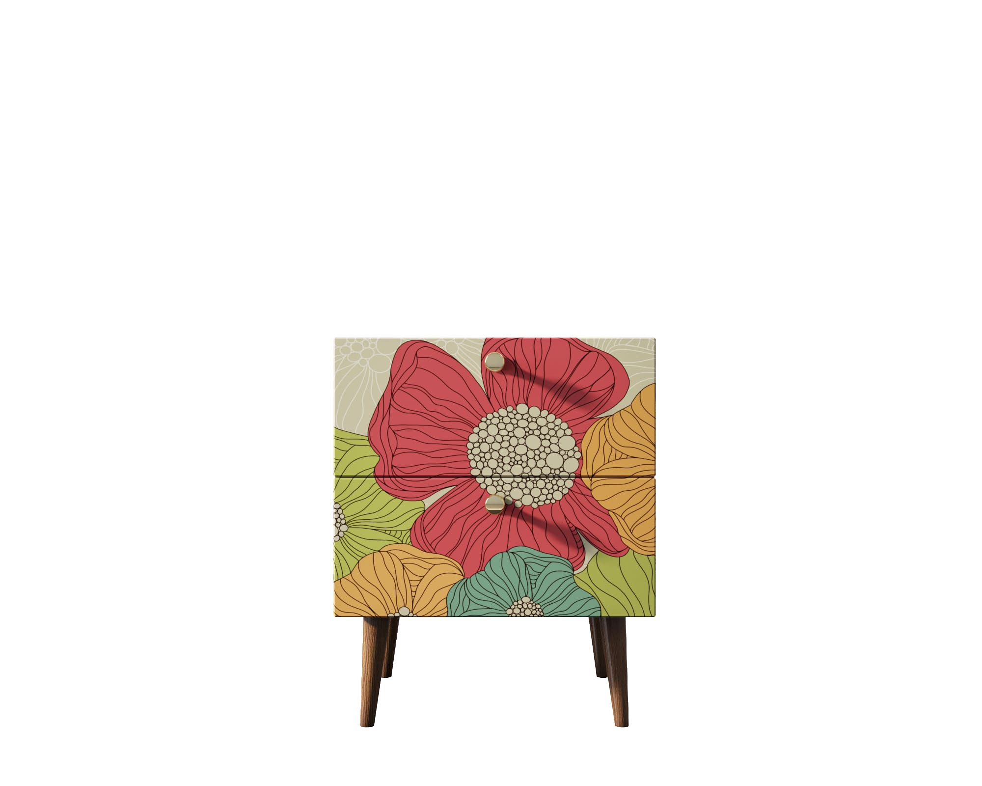 заказать Тумбочка "Berber" с двумя ящиками 5 принт арт BB03/Print_05, разноцветная