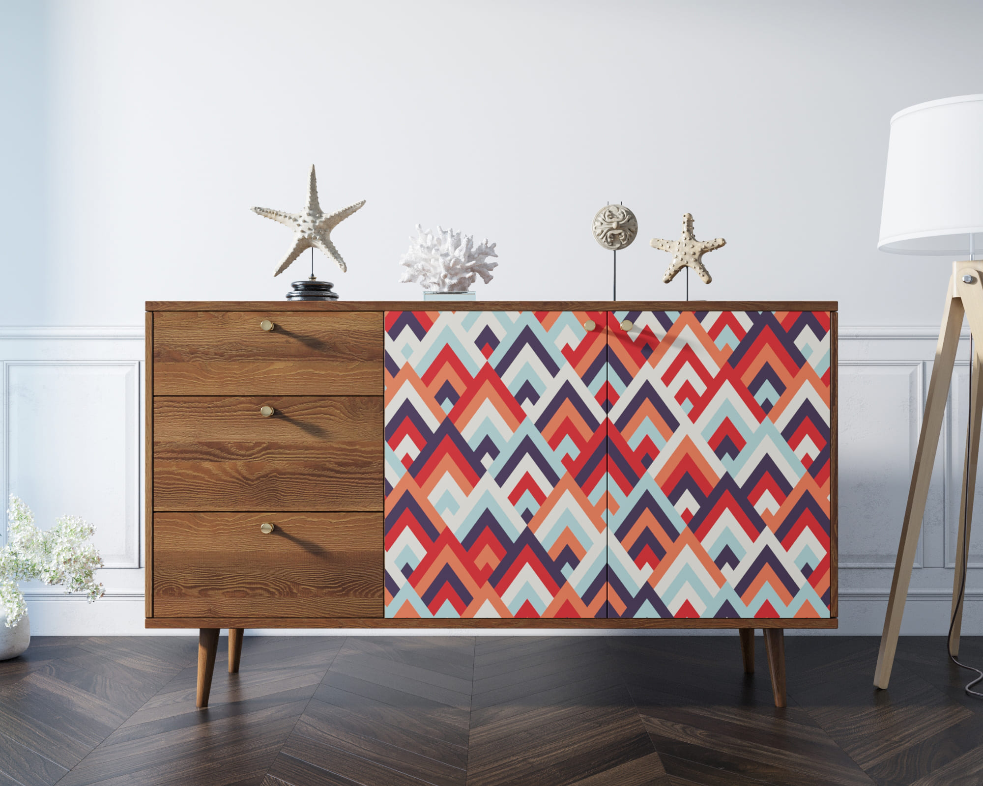 Комод "Berber" с двумя дверками и ящиками 2 принт арт BB05/Print_02 в интерьере в Москве Комод "Berber" с двумя дверками и ящиками 2 принт арт BB05/Print_02 в интерьере