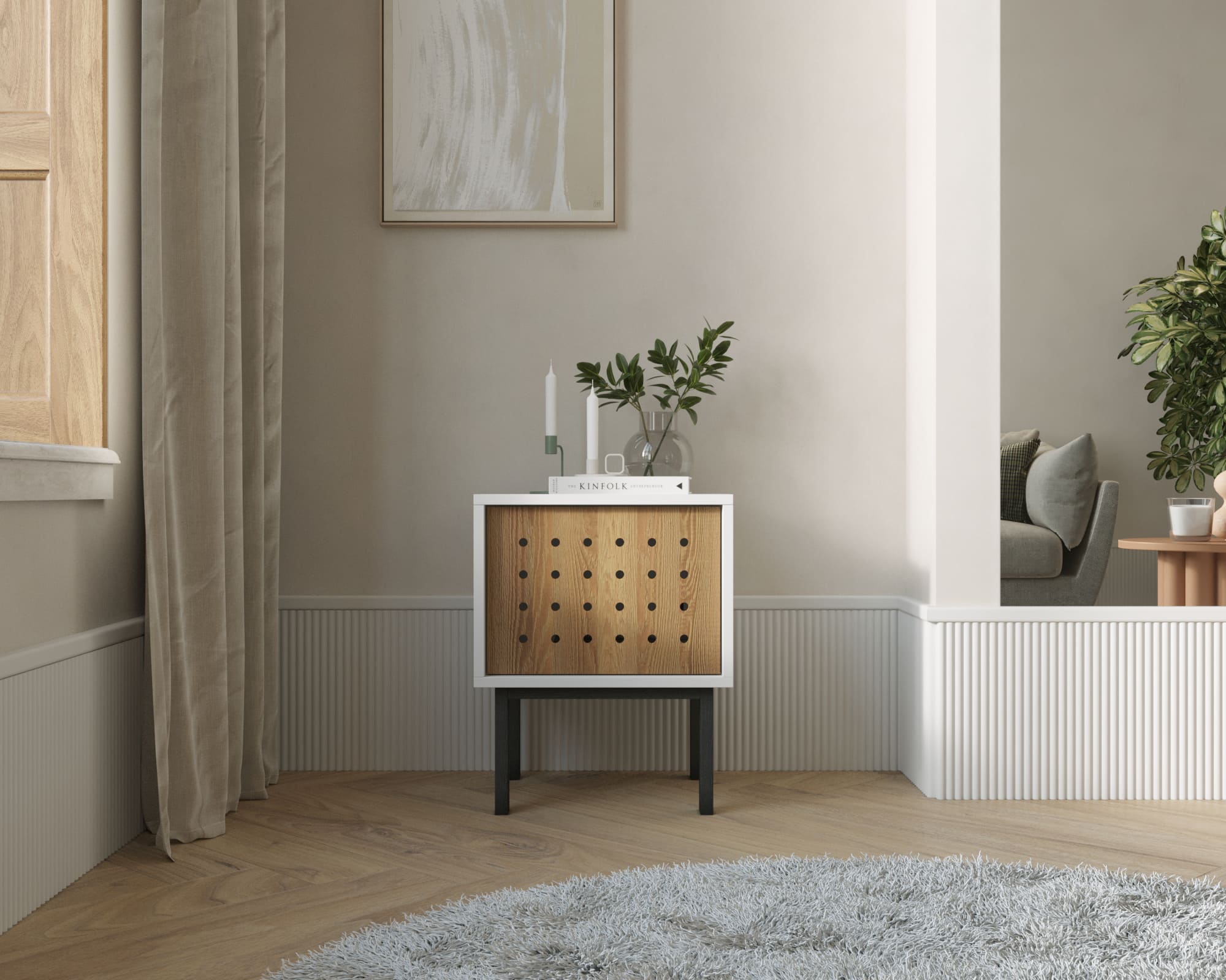 Тумбочка с дверкой  KOTO арт KT02 Белый в интернет-магазине