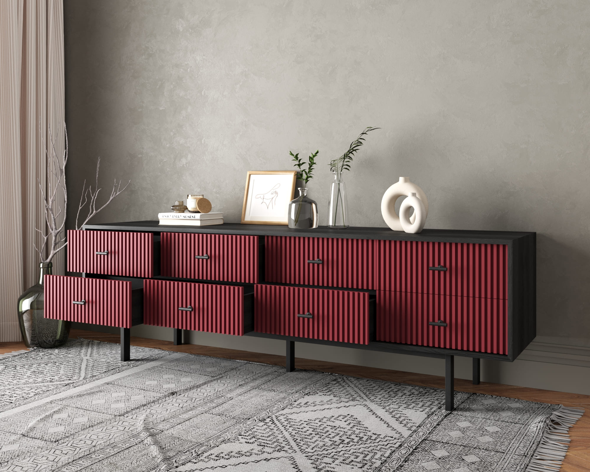 заказать Комод с восемью ящиками "Emerson" арт EM03/red/L в Москве заказать Комод с восемью ящиками "Emerson" арт EM03/red/L