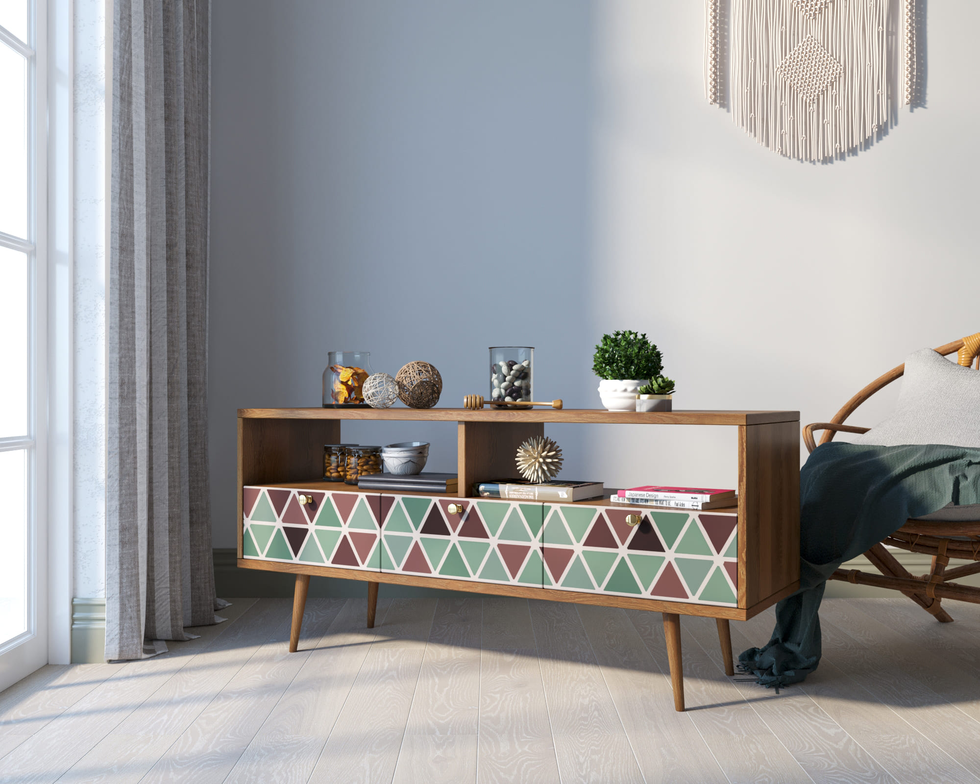 заказать Консоль "Berber" с тремя ящиками принт 26 арт BB23/Print_26