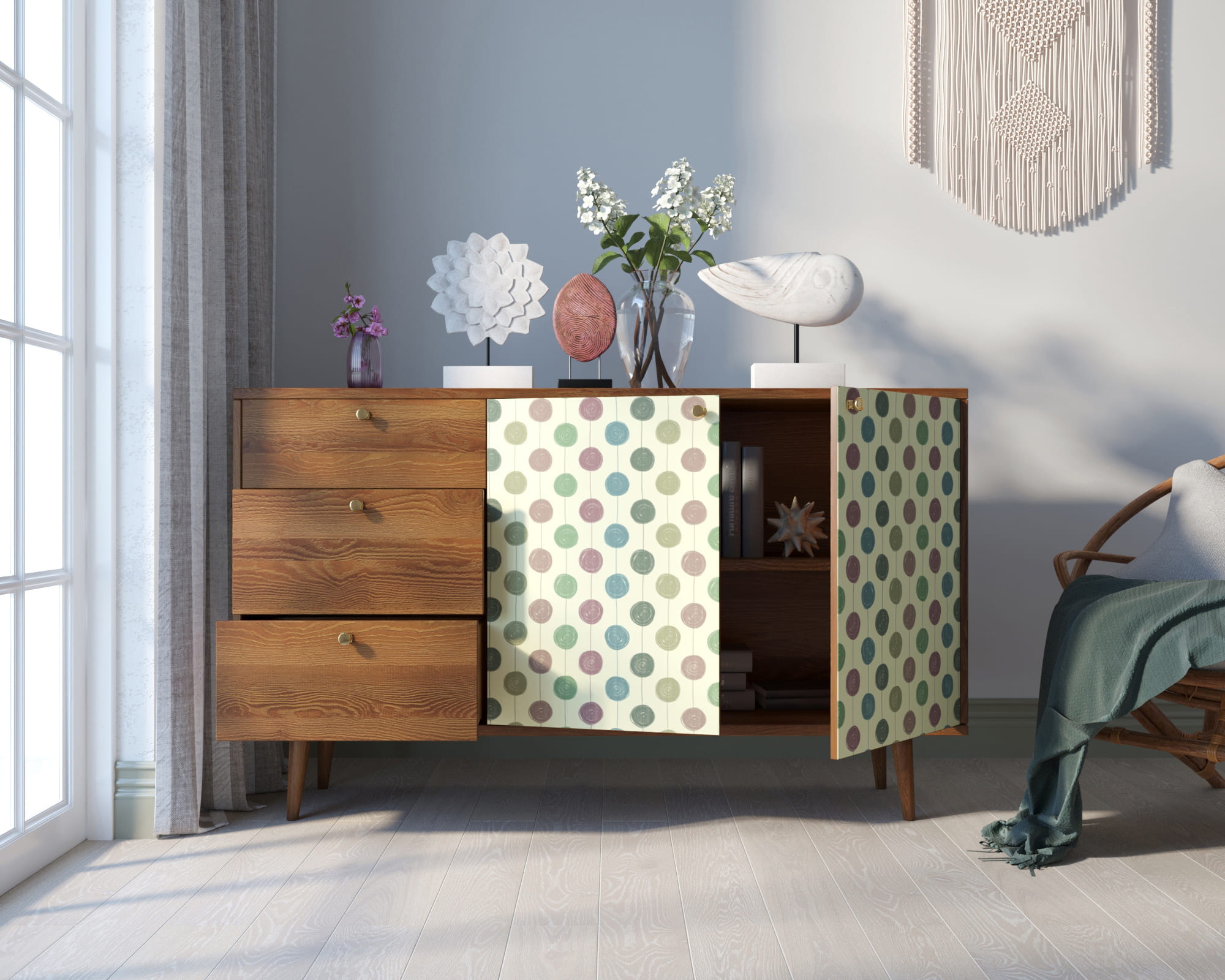 Комод "Berber" с двумя дверками и ящиками 24 принт арт BB05/Print_24 в интернет-магазине в Москве Комод "Berber" с двумя дверками и ящиками 24 принт арт BB05/Print_24 в интернет-магазине