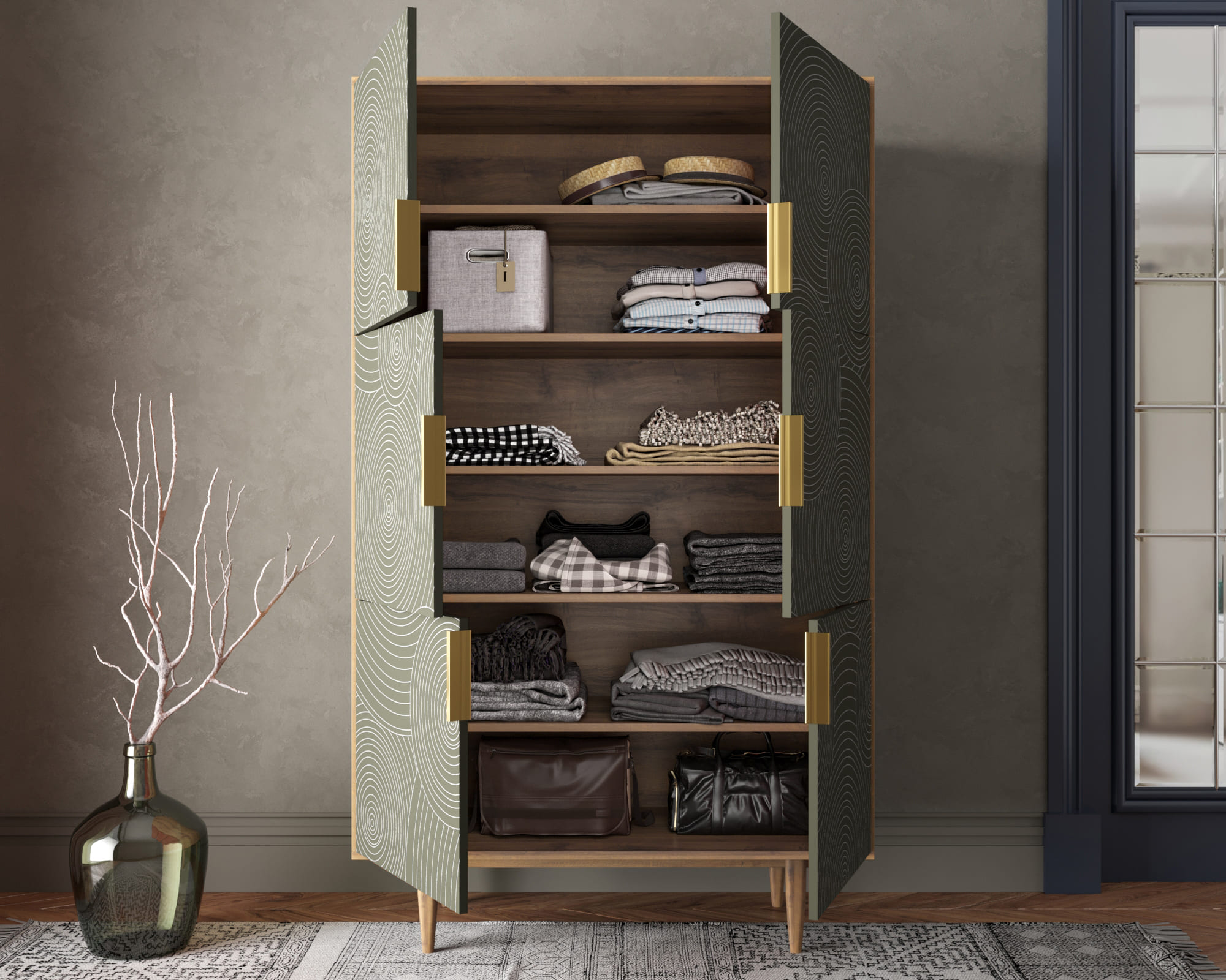 купить Большой комод с шестью дверками "Line" R20/browngrey в Москве купить Большой комод с шестью дверками "Line" R20/browngrey