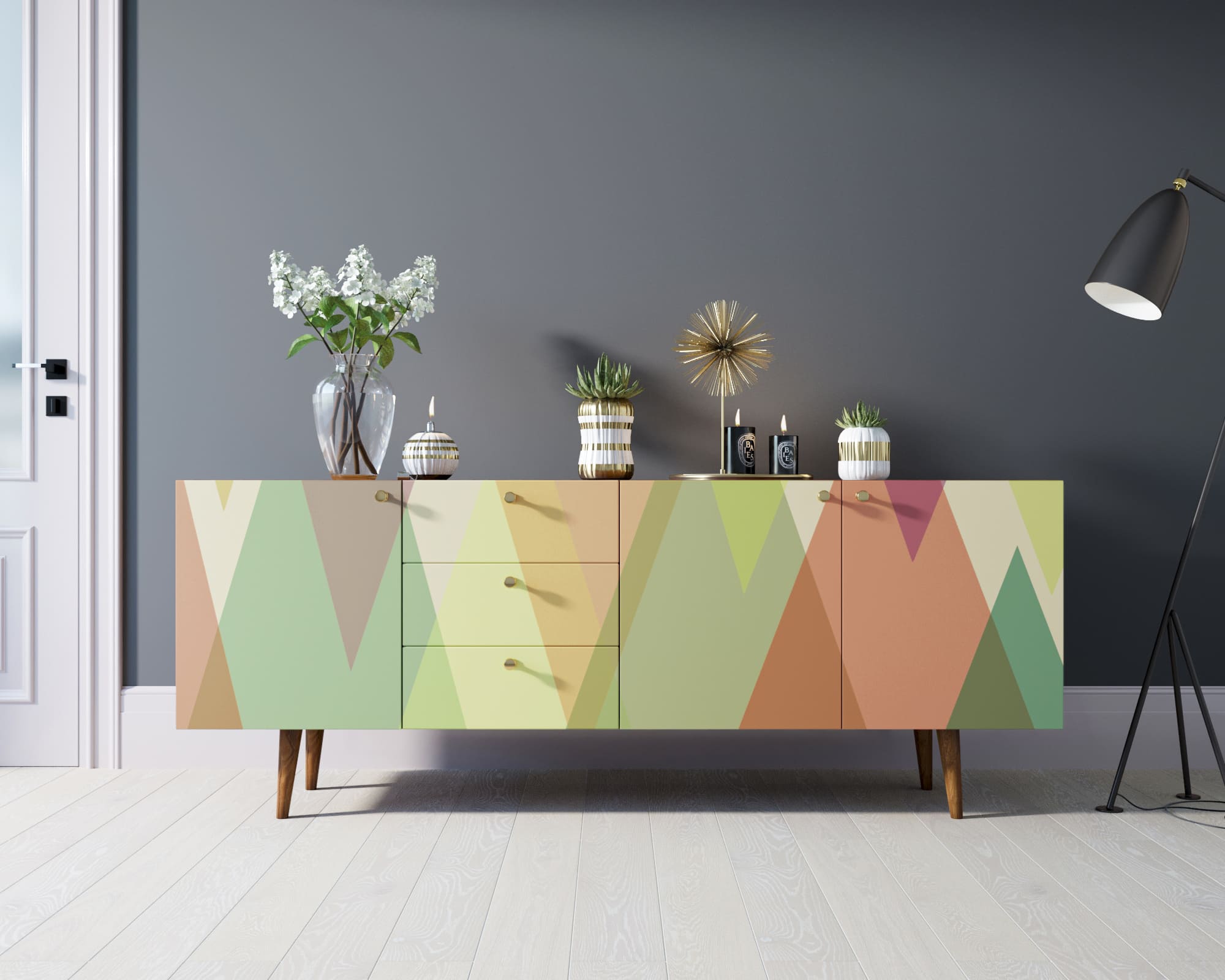Комод "Berber" удлиненный принт 16 арт BB11/Print_16 в интерьере